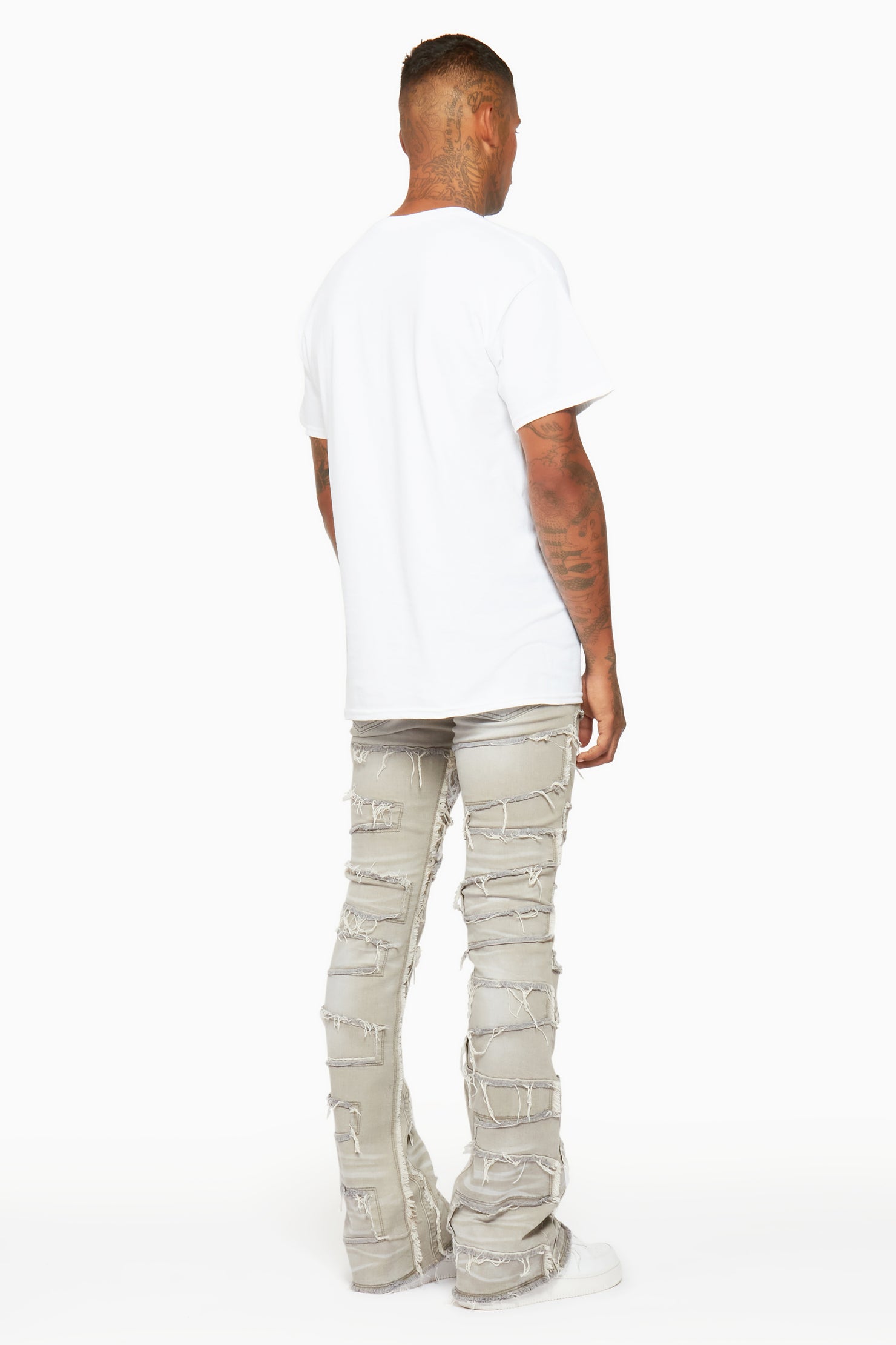 Shake Grey Stacked Flare Jean