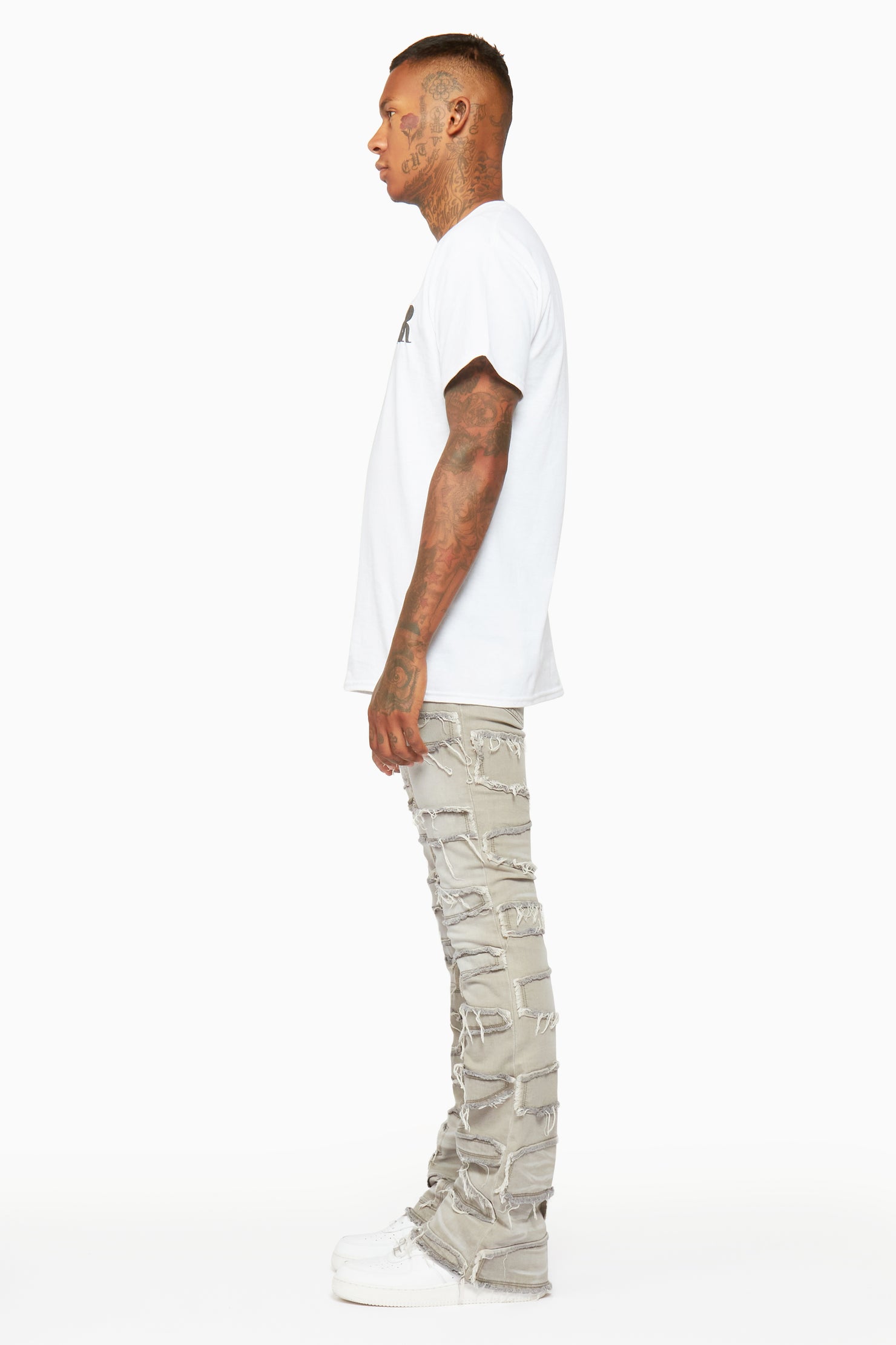 Shake Grey Stacked Flare Jean