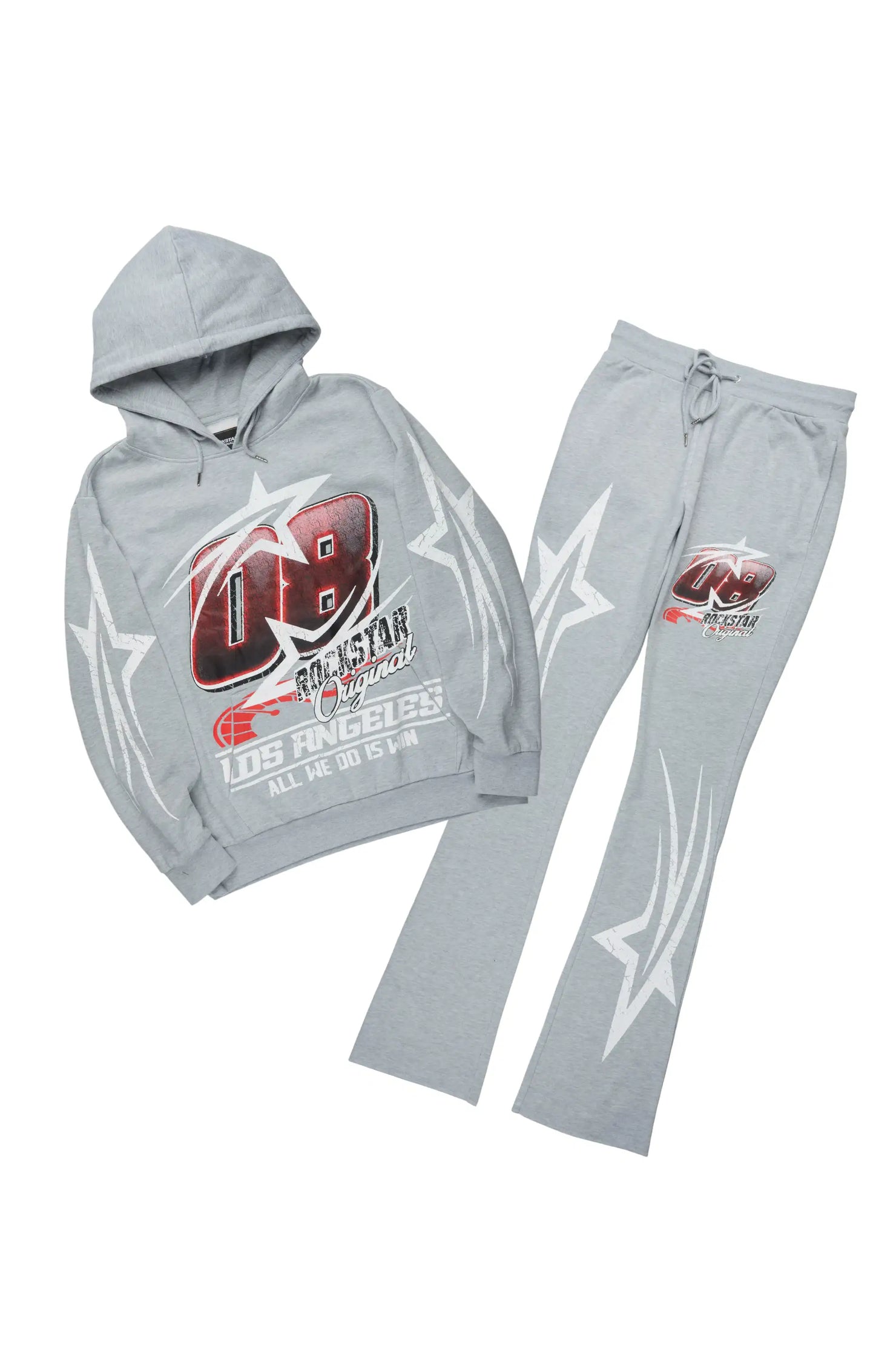 Kastell Heather Grey Hoodie/Stacked Pant Track Set