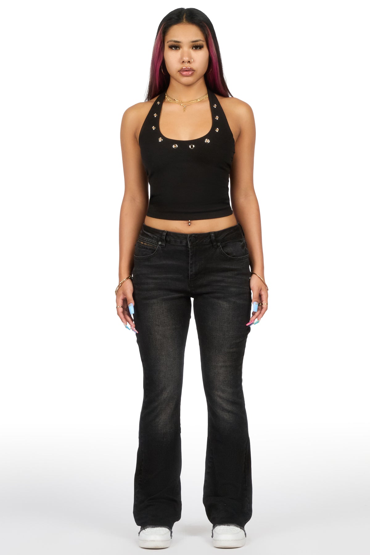 Tiriea Black Low Rise Stretch Bootcut Jean