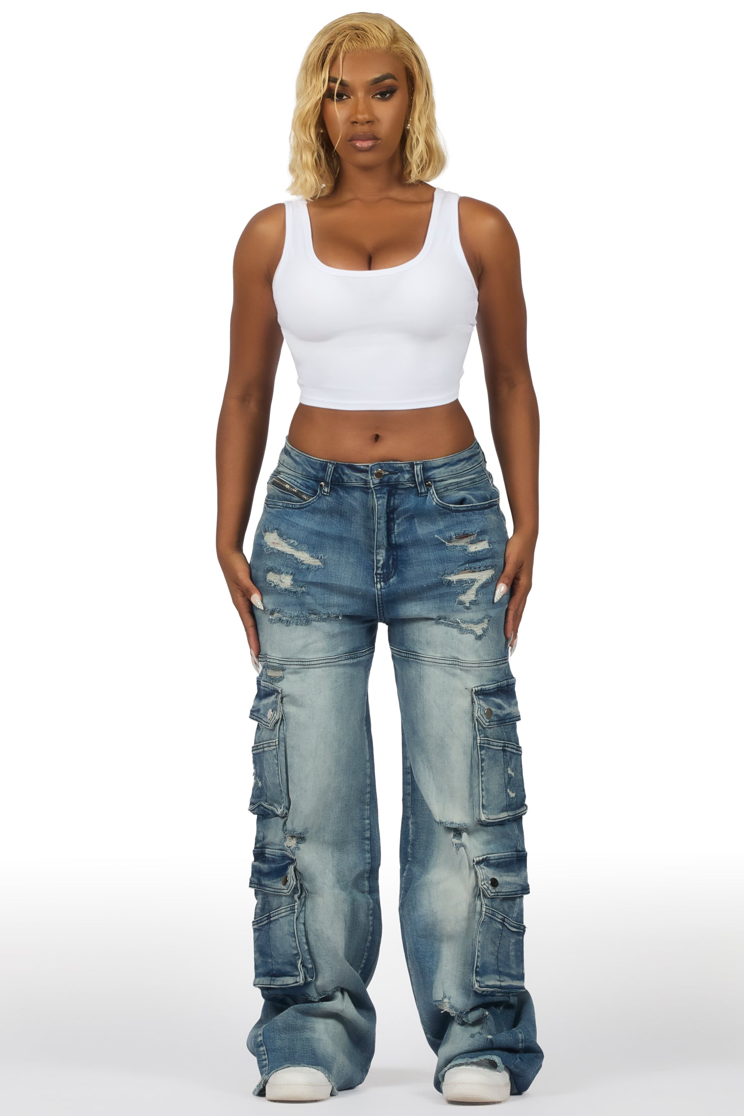 Taite Med. Wash Baggy Cargo Jean