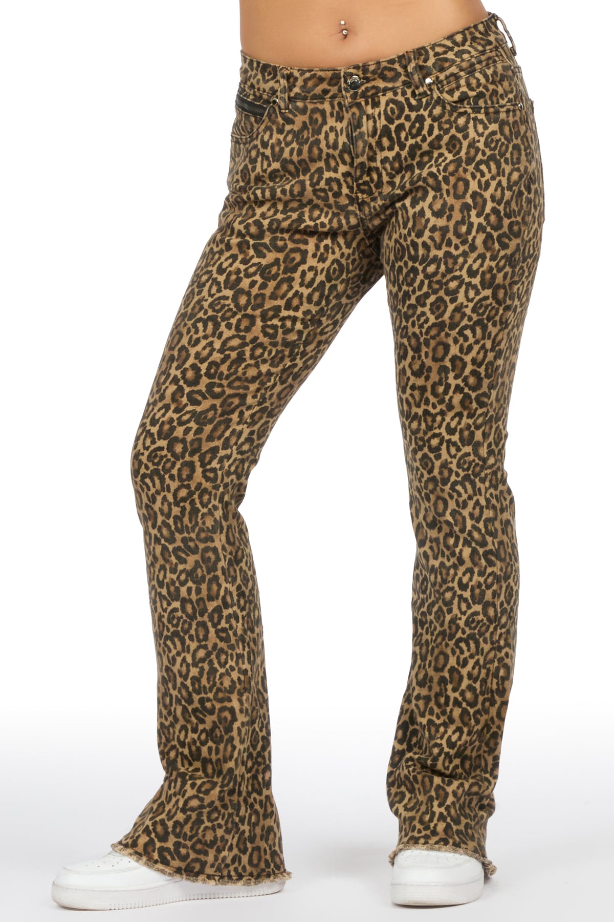 Tiriea Cheetah Low Rise Stretch Bootcut Jean