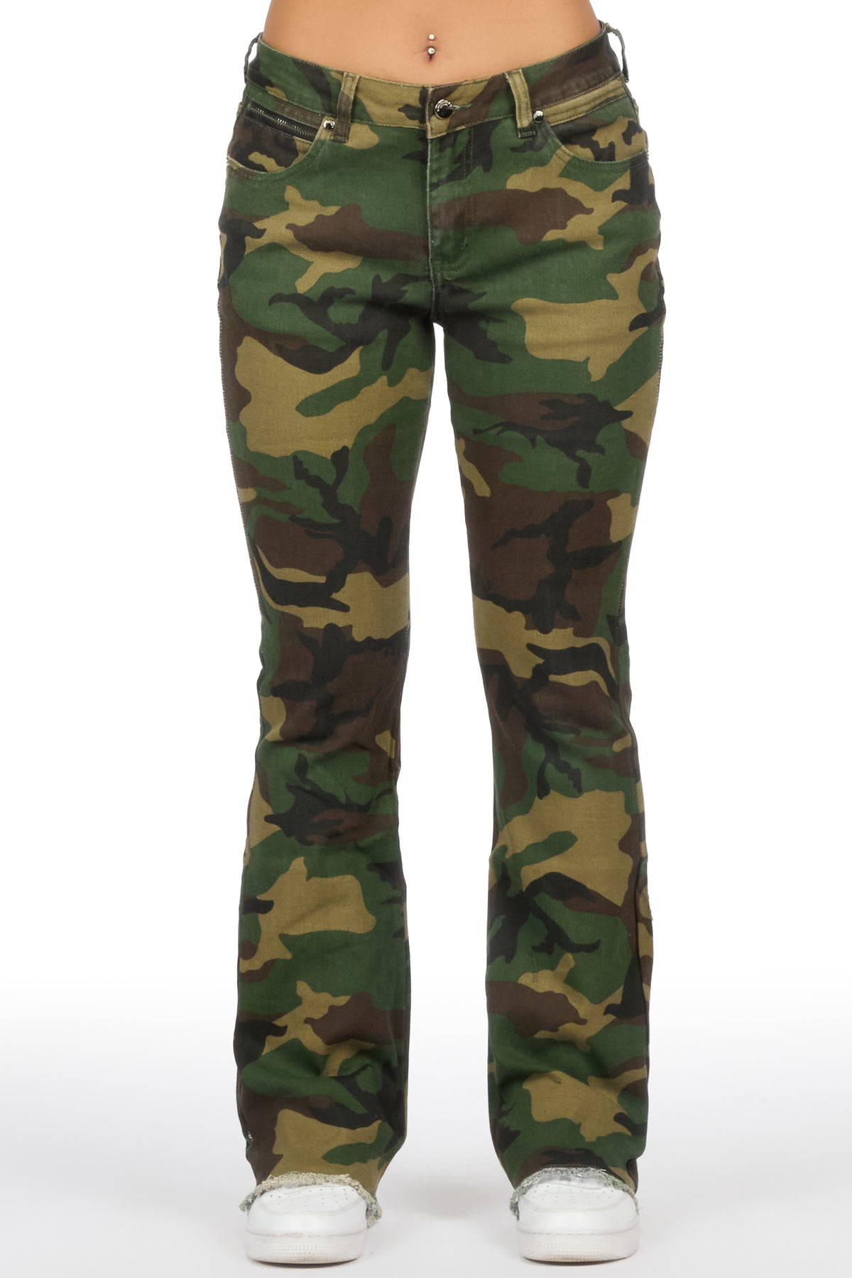 Tiriea Camo Low Rise Stretch Bootcut Jean