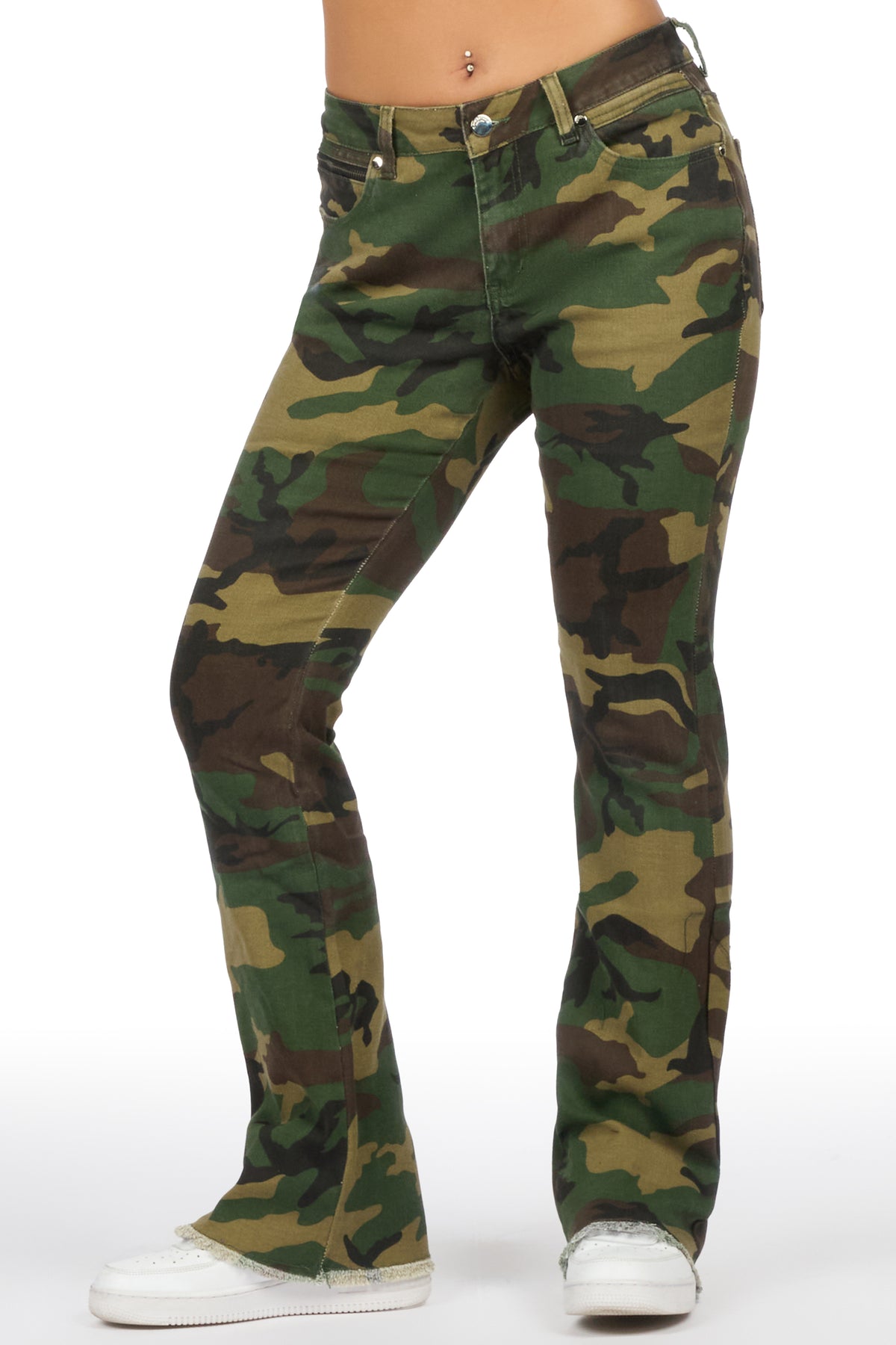 Tiriea Camo Low Rise Stretch Bootcut Jean