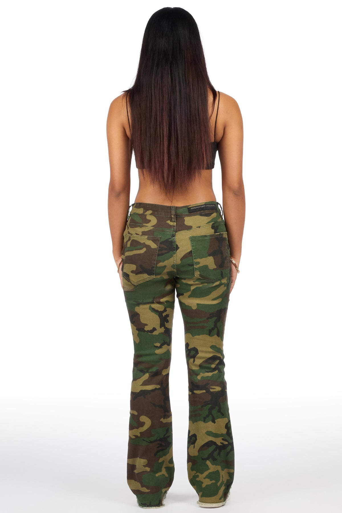 Tiriea Camo Low Rise Stretch Bootcut Jean