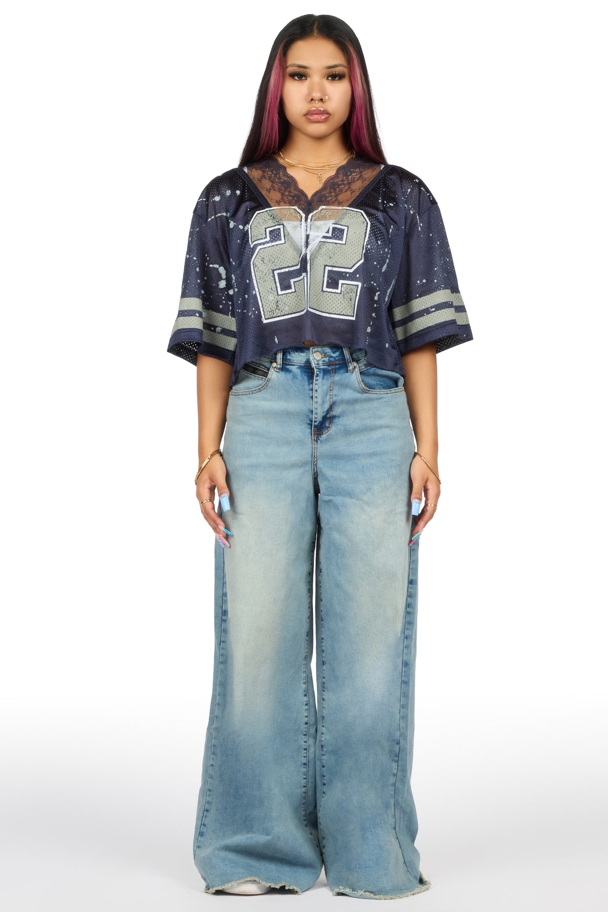 Sybrina Navy Painted Jersey