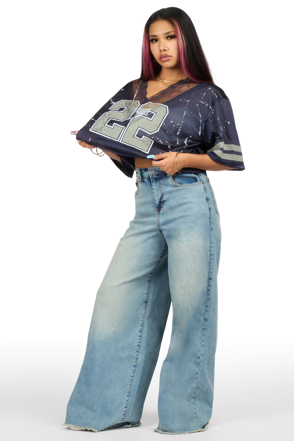 Sybrina Navy Painted Jersey