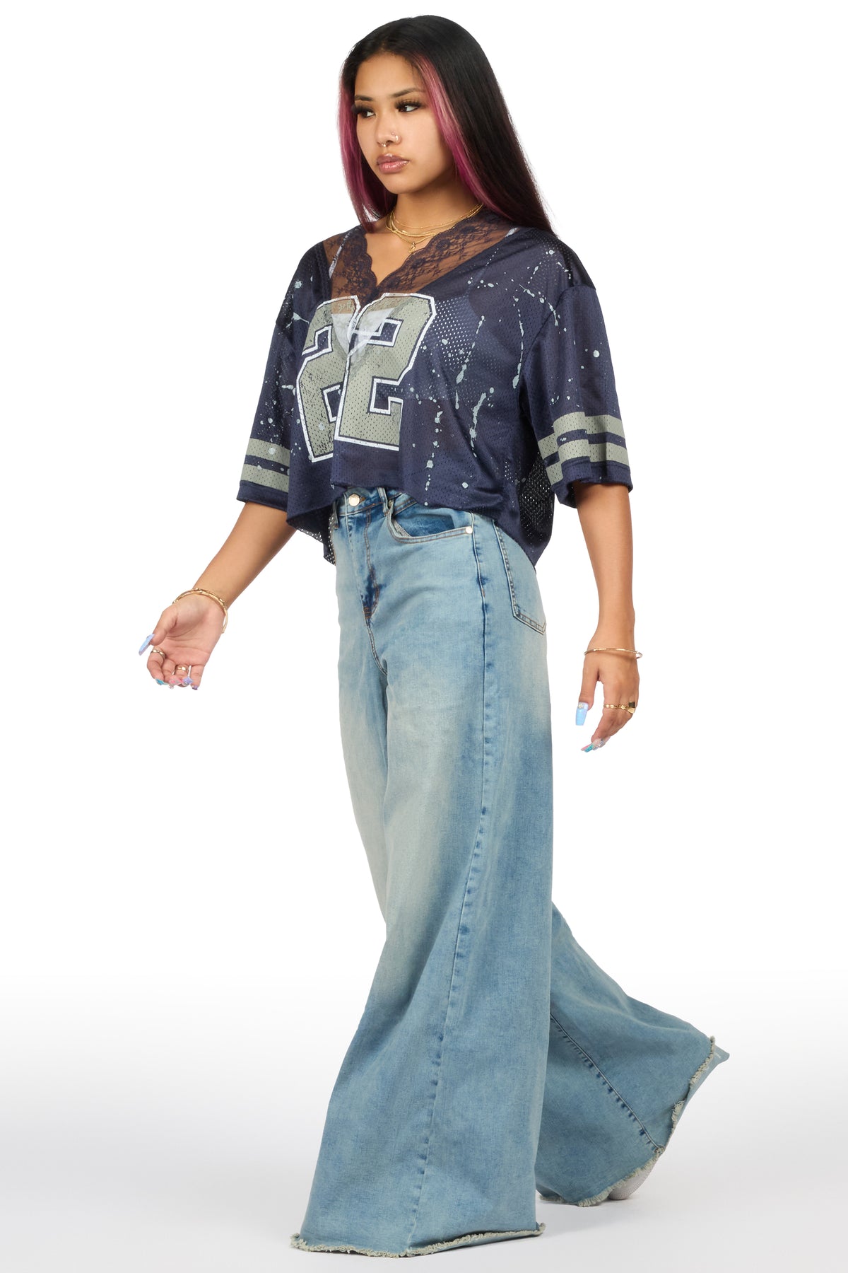 Sybrina Navy Painted Jersey