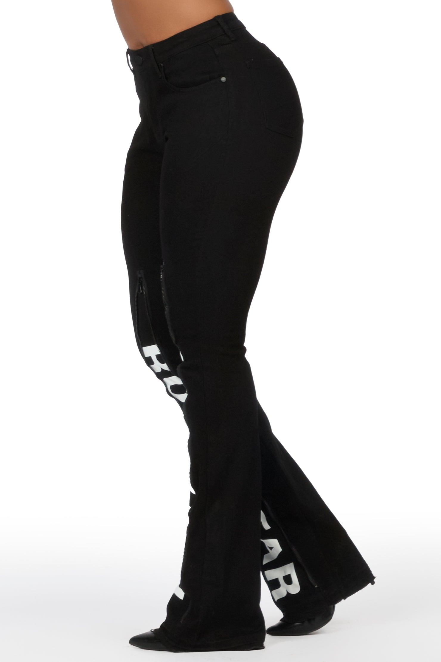 Debay Black Stacked Flare Jean