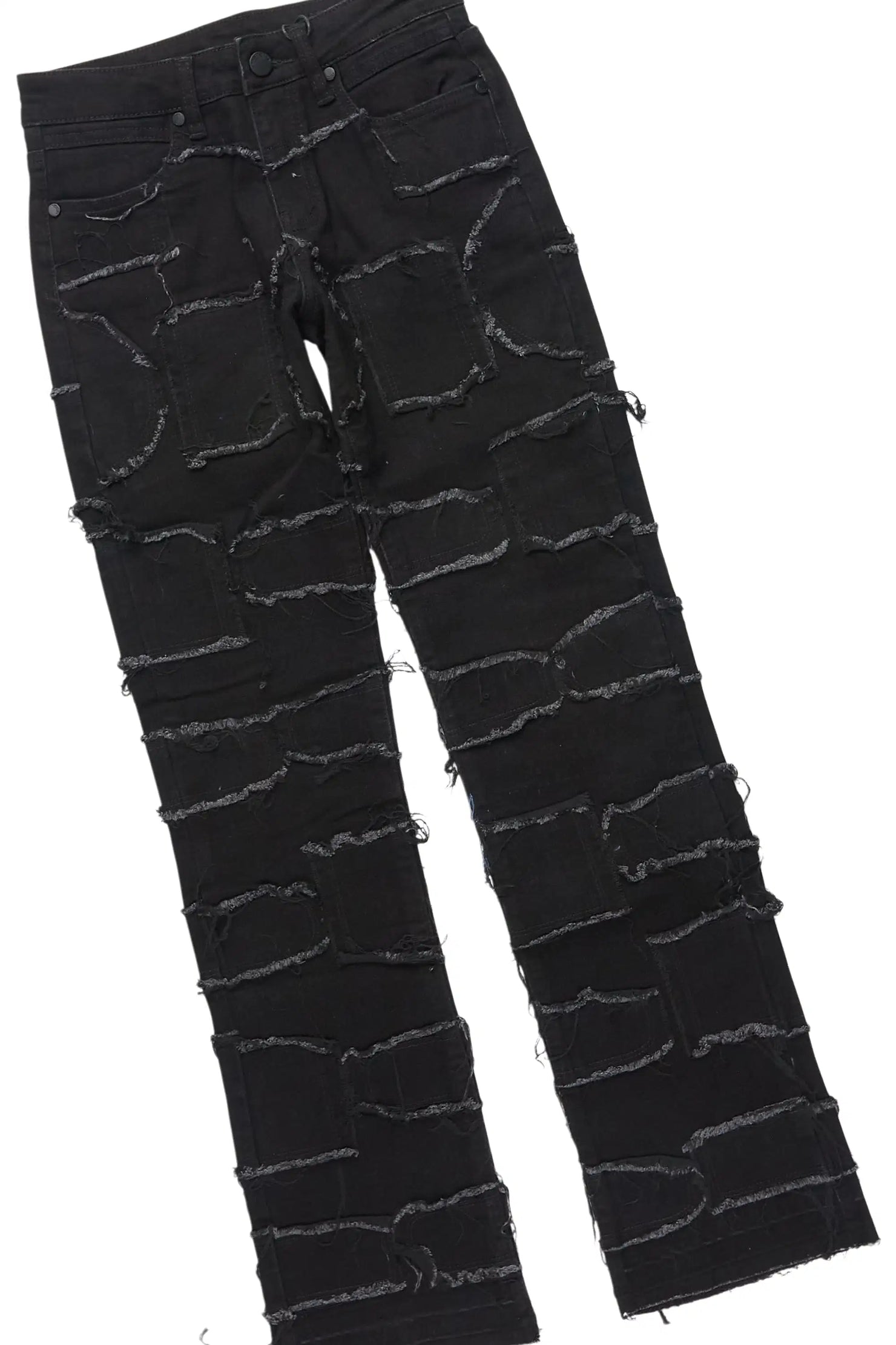 Boys Kastell Black Hoodie & Arturo Black Stacked Jean Set