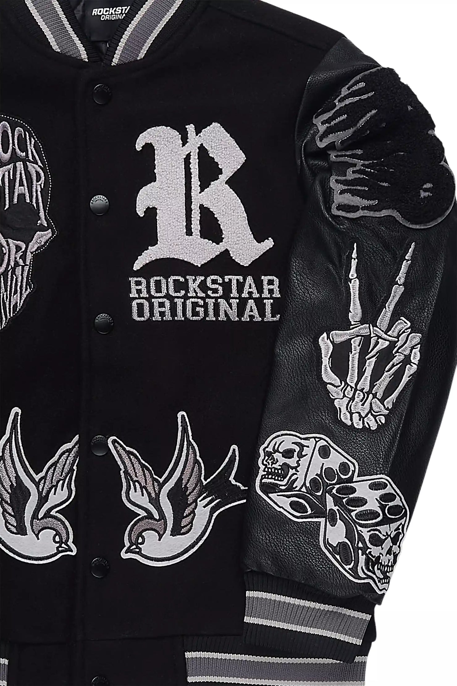 Boys Vidar 2.0  Black Varsity Jacket