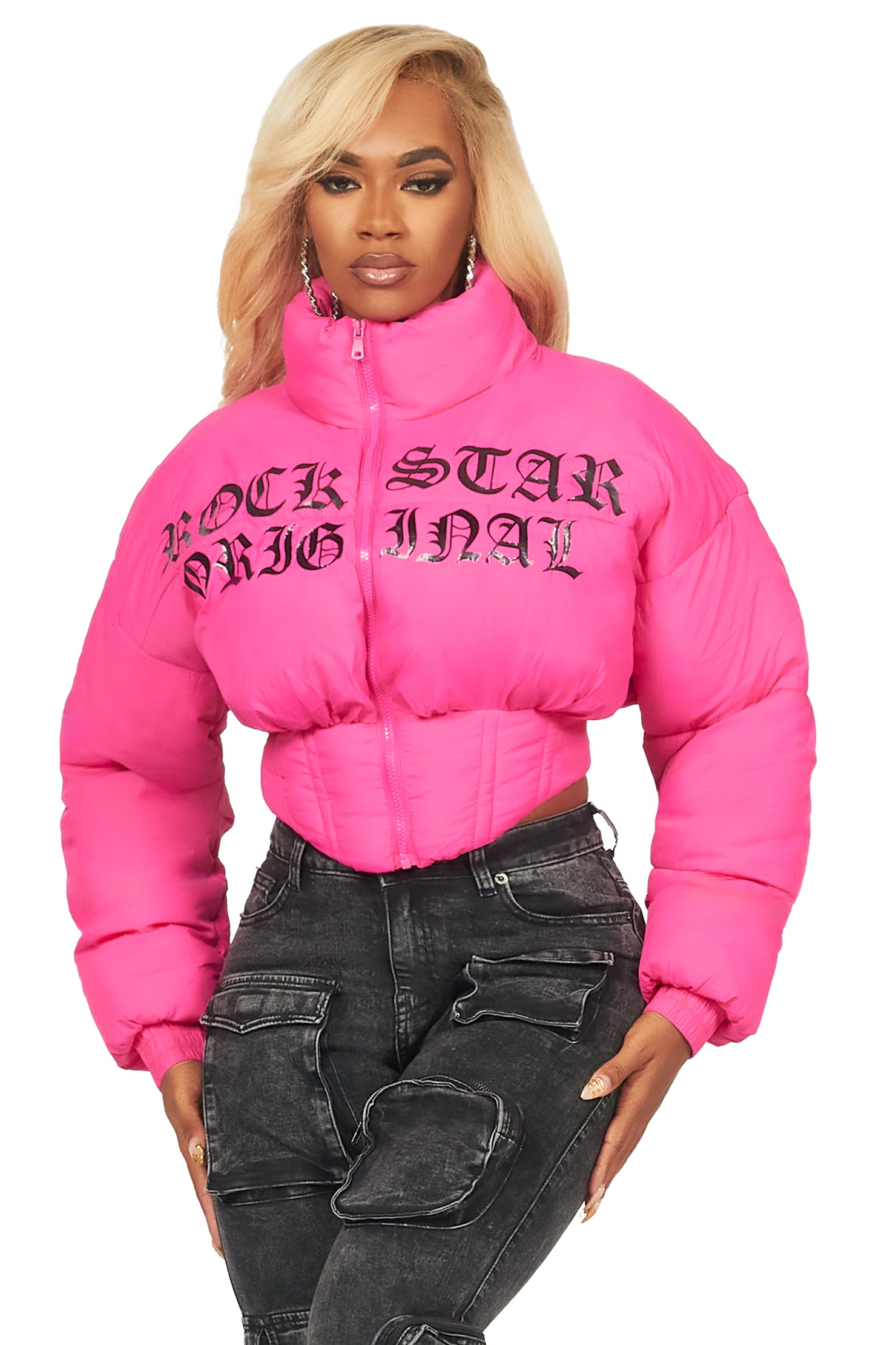 Samaiya Hot Pink Corset Puffer Jacket