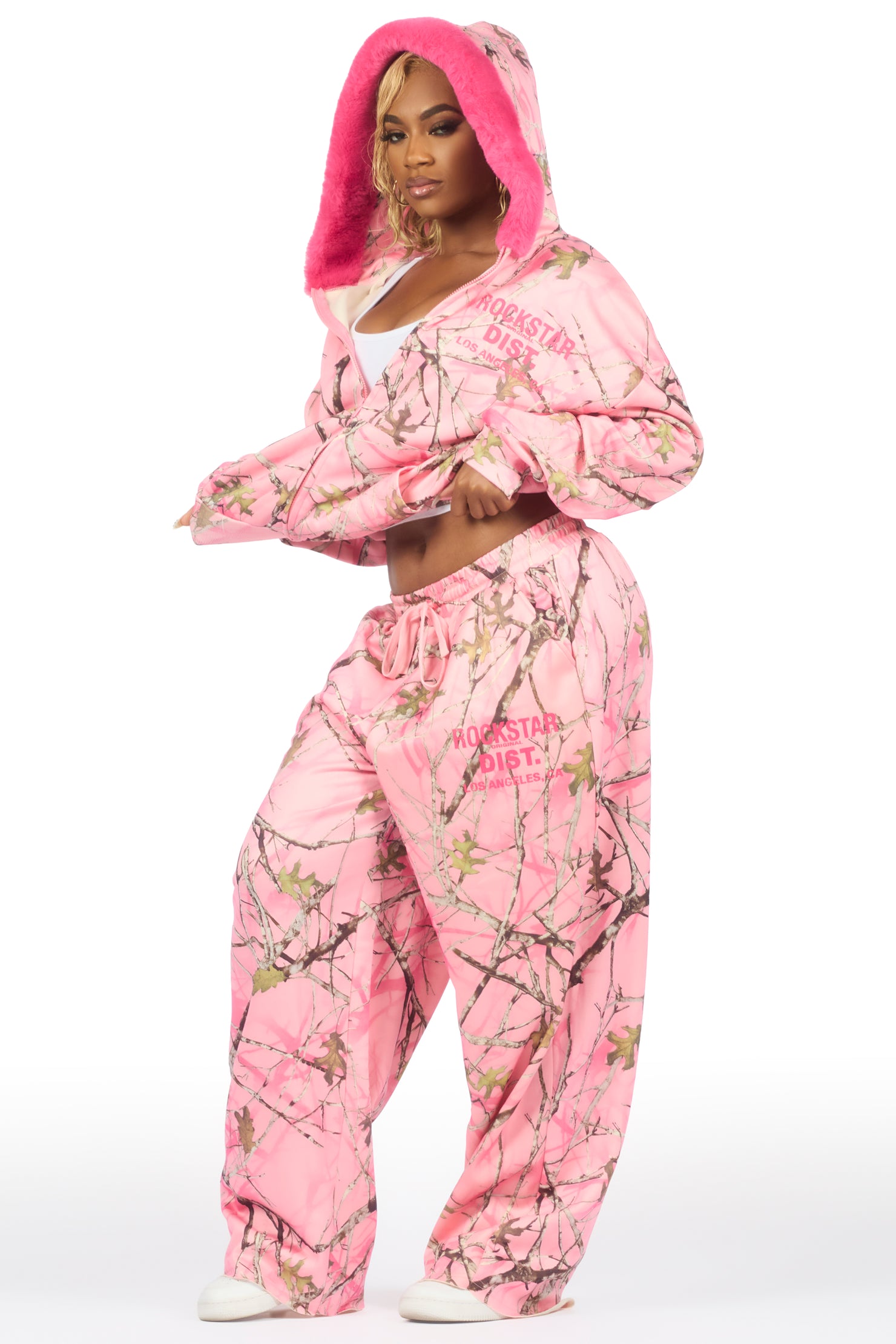 Shakeria Pink Tree Camo Baggy Fit Track Set