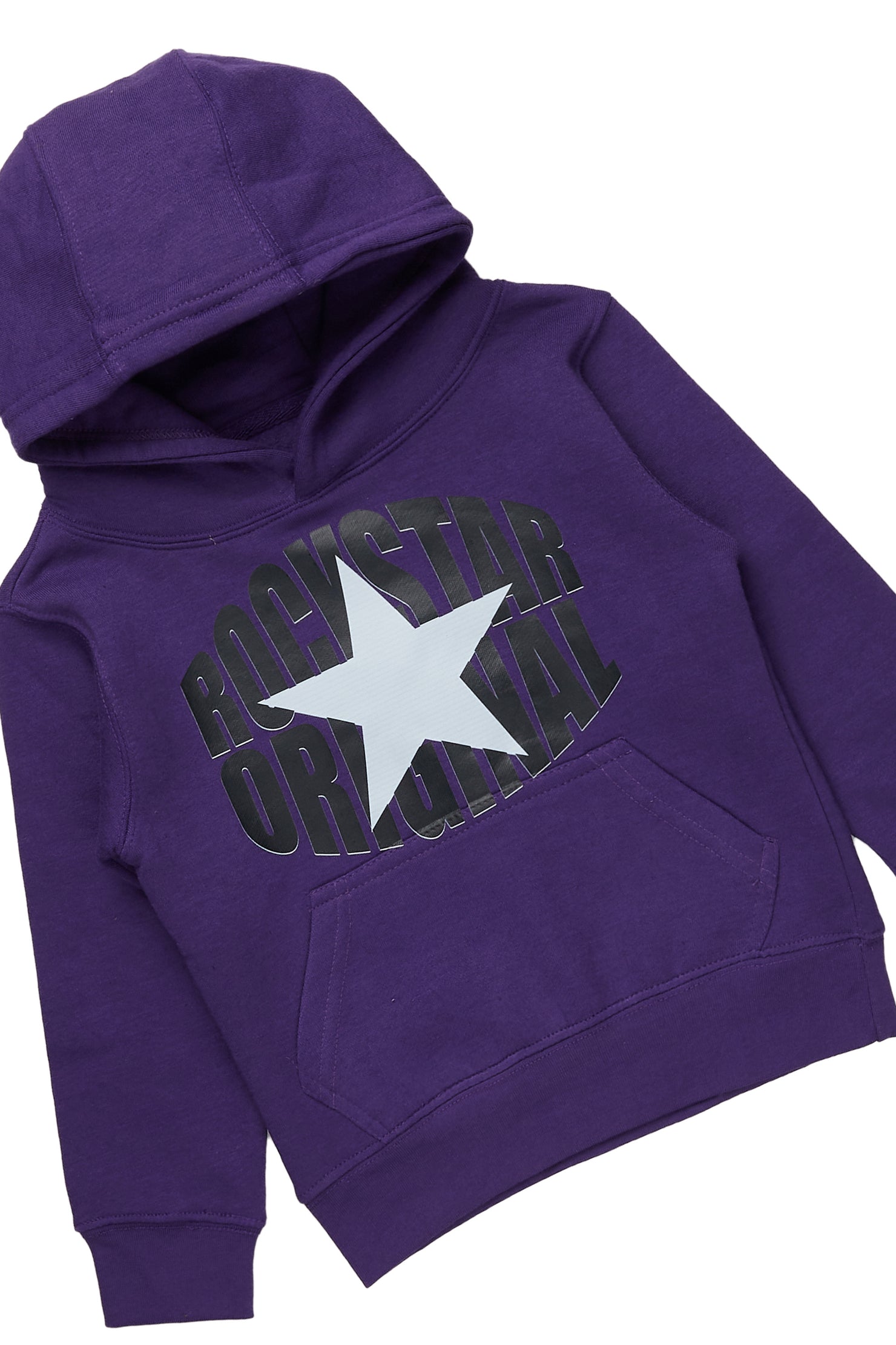 Boys Dagan Purple Hoodie/Stacked Flare PU Jean Set