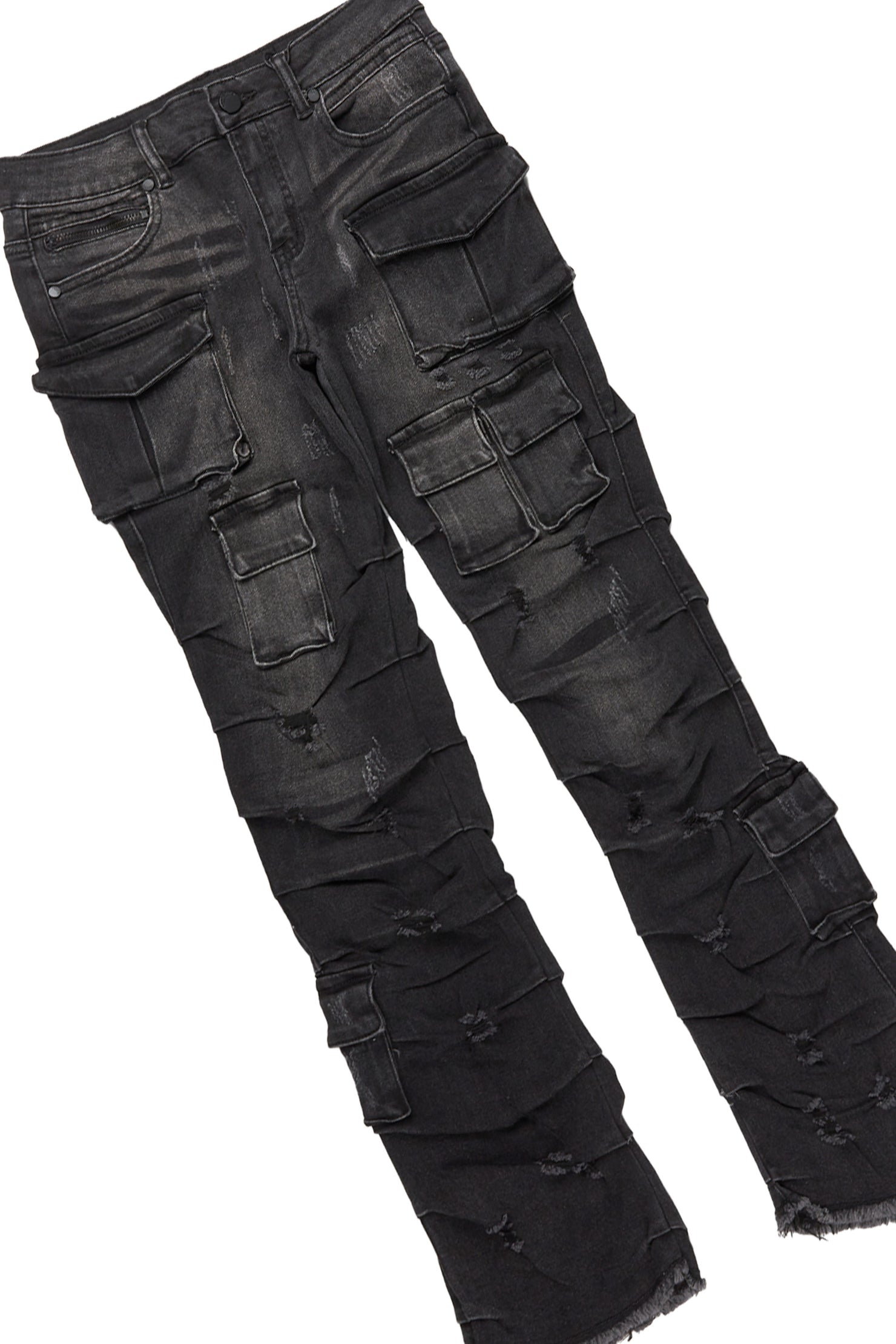 Boys Fields Navy Hoodie/Stack Flare Jean Set