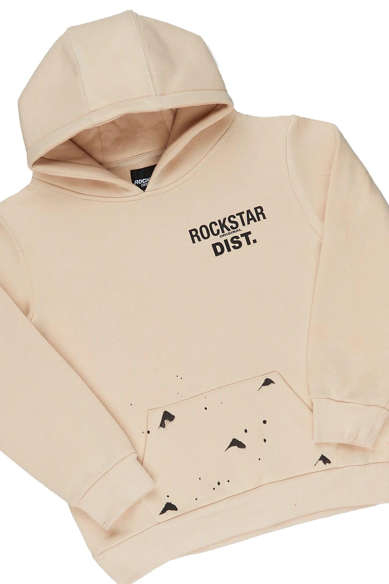 Boys Raffer Beige Hoodie Super Stacked Flare Pant Set