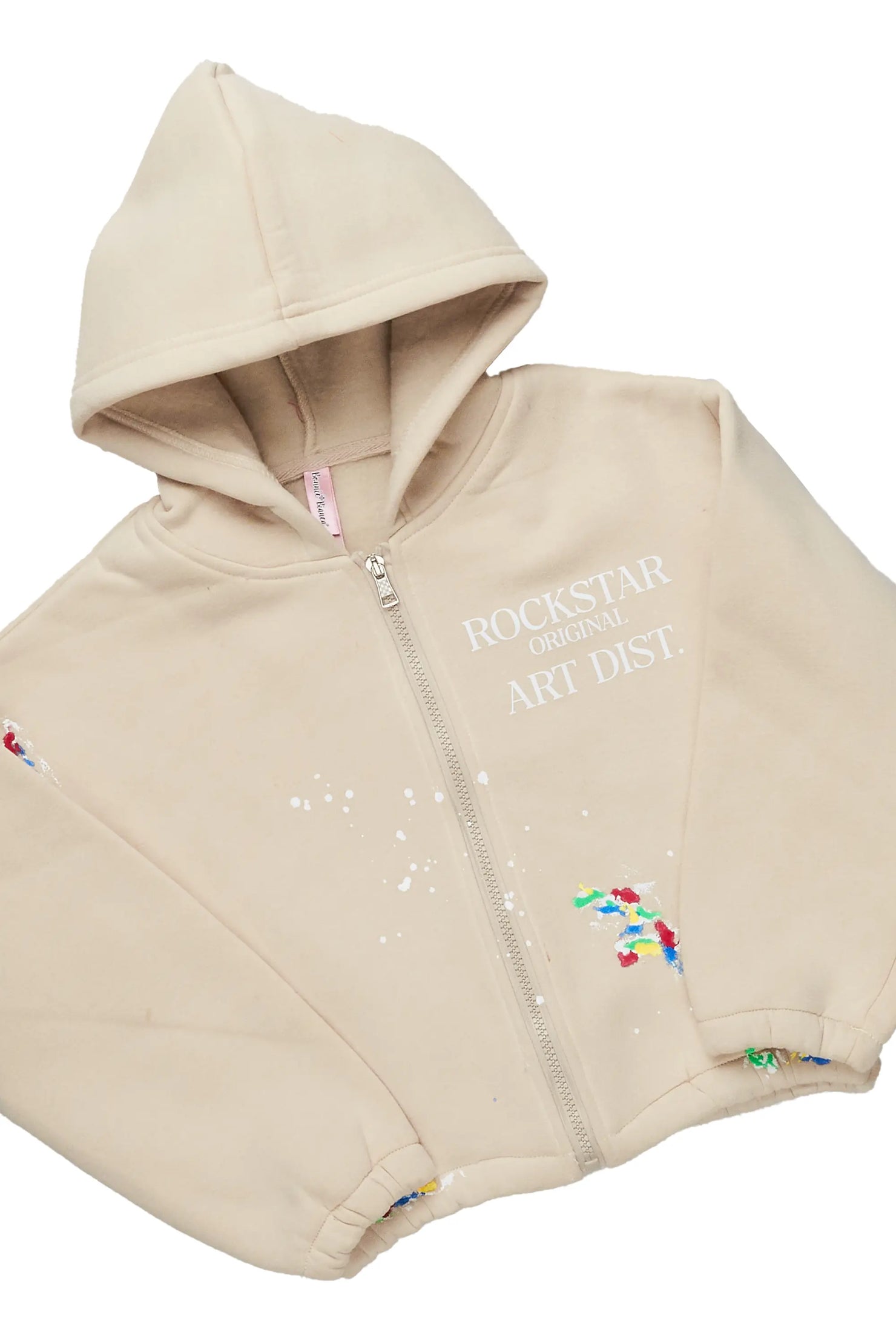 Girls Nevaeh Light Mocha Zip Up Hoodie Pant Set