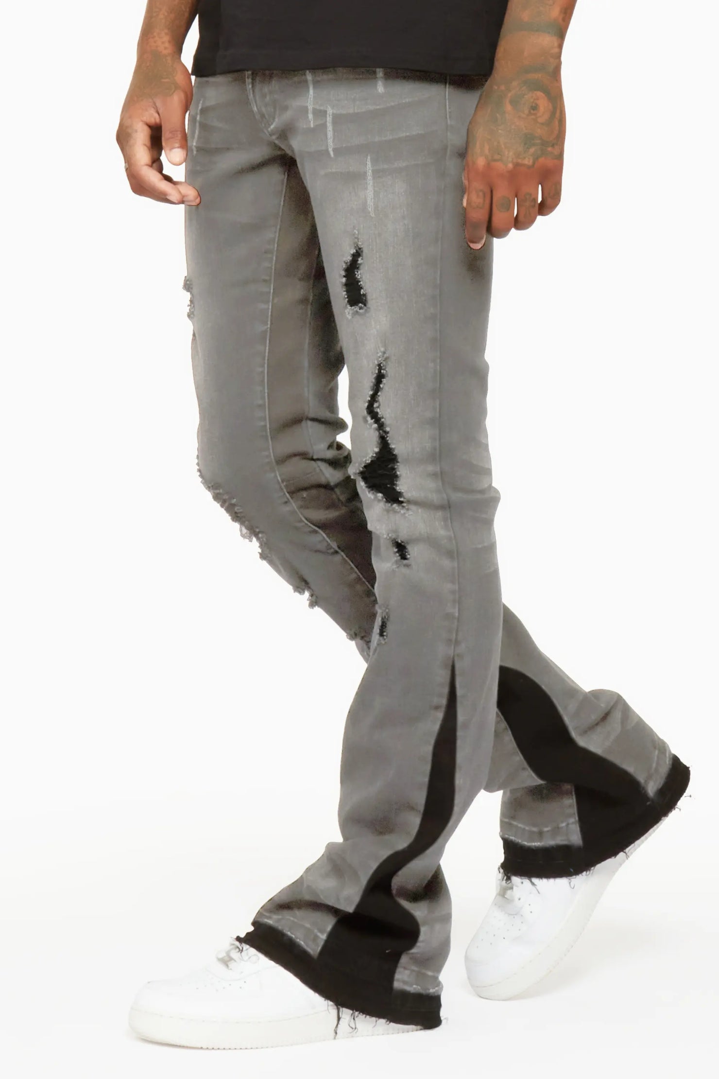 Tibbs Grey Stacked Flare Jean