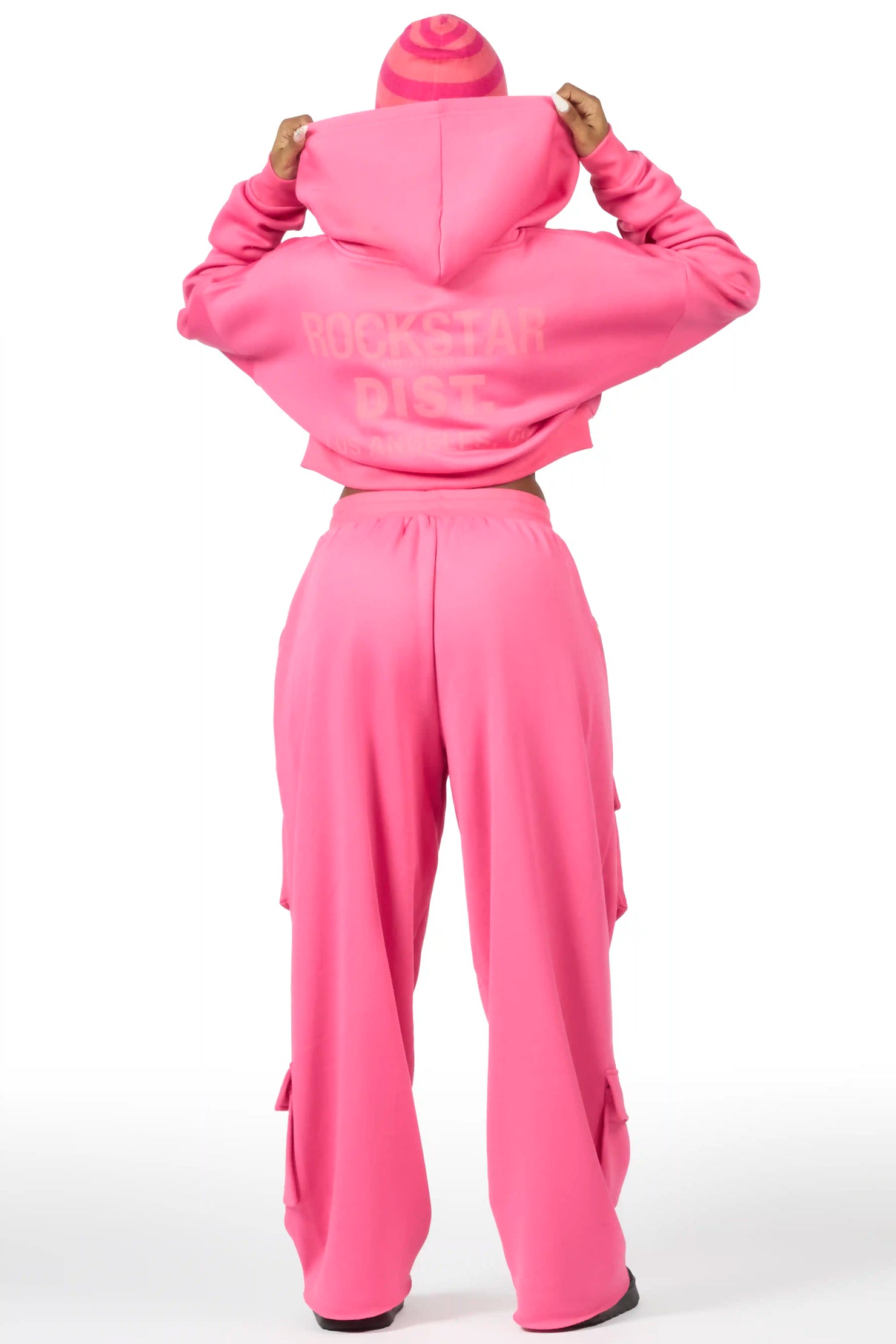 Mauricia Pink Crop Baggy Track Set