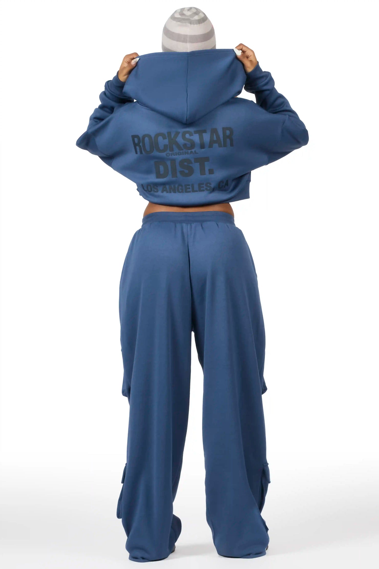 Mauricia Navy Crop Baggy Track Set