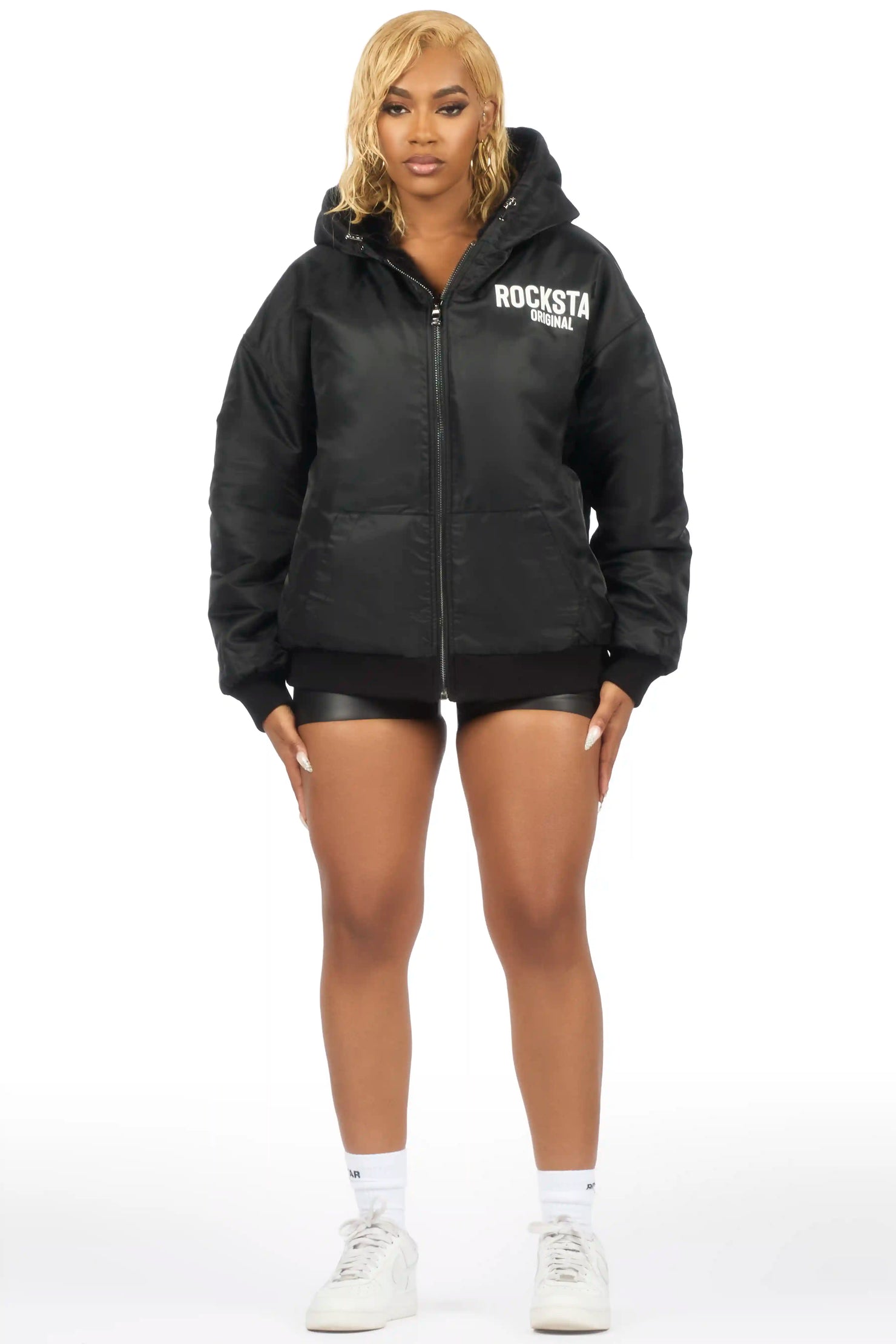 Jaleah Black Oversized Fur Jacket