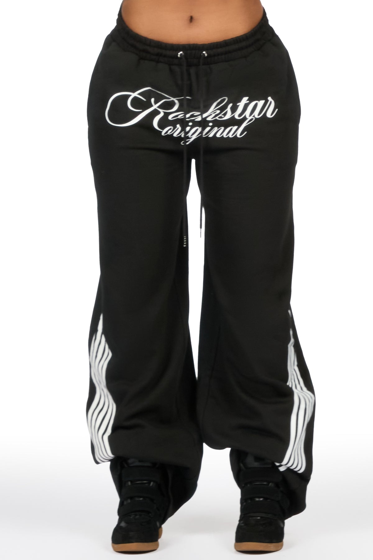 Aerialla Black Baggy Fit Track Pant