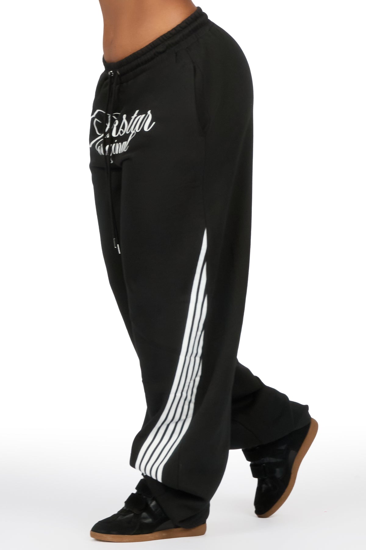 Aerialla Black Baggy Fit Track Pant