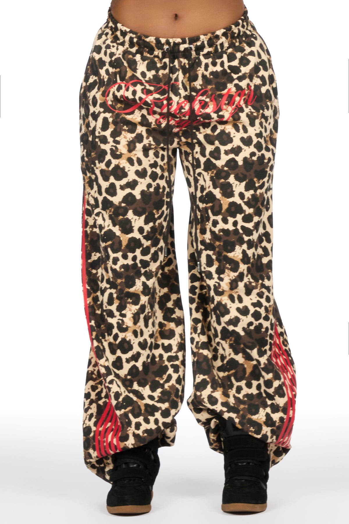 Aerialla Brown Cheetah Baggy Fit Track Pant