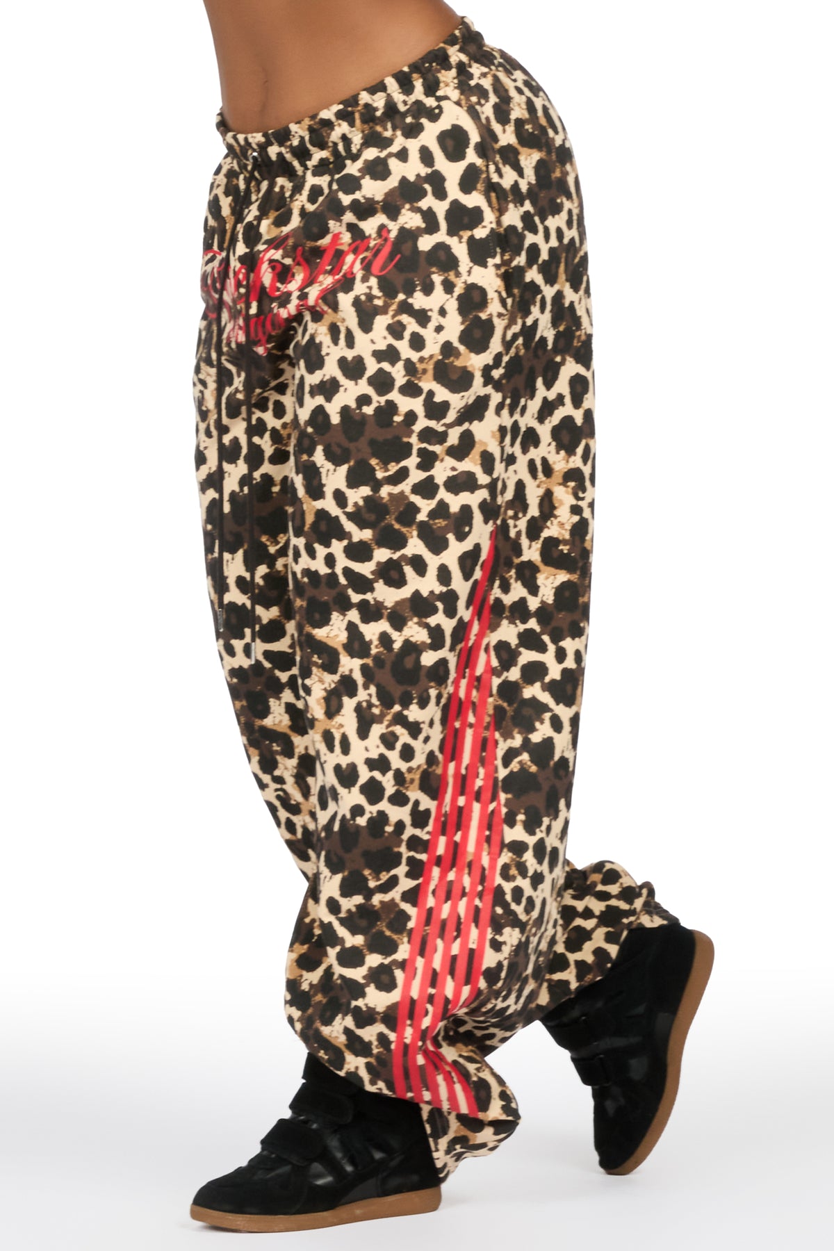 Aerialla Brown Cheetah Baggy Fit Track Pant