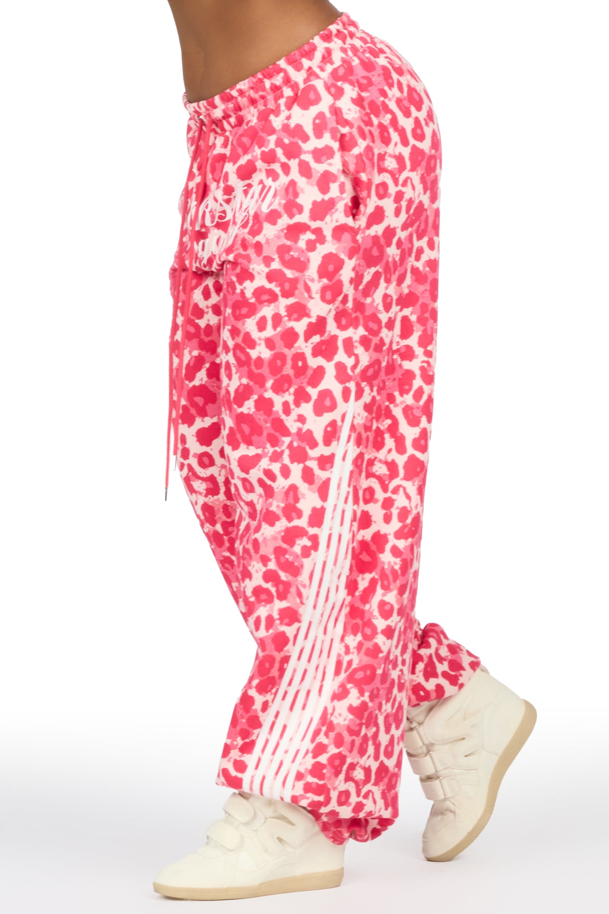 Aerialla Pink Cheetah Baggy Fit Track Pant