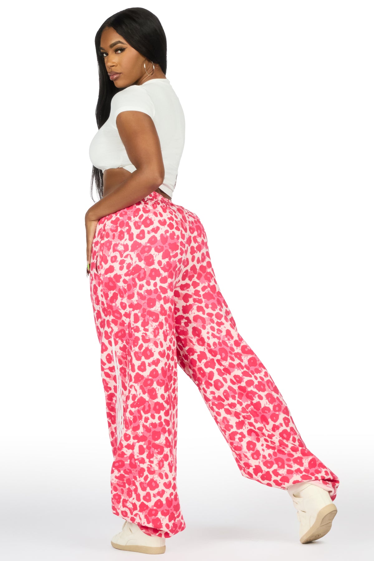 Aerialla Pink Cheetah Baggy Fit Track Pant