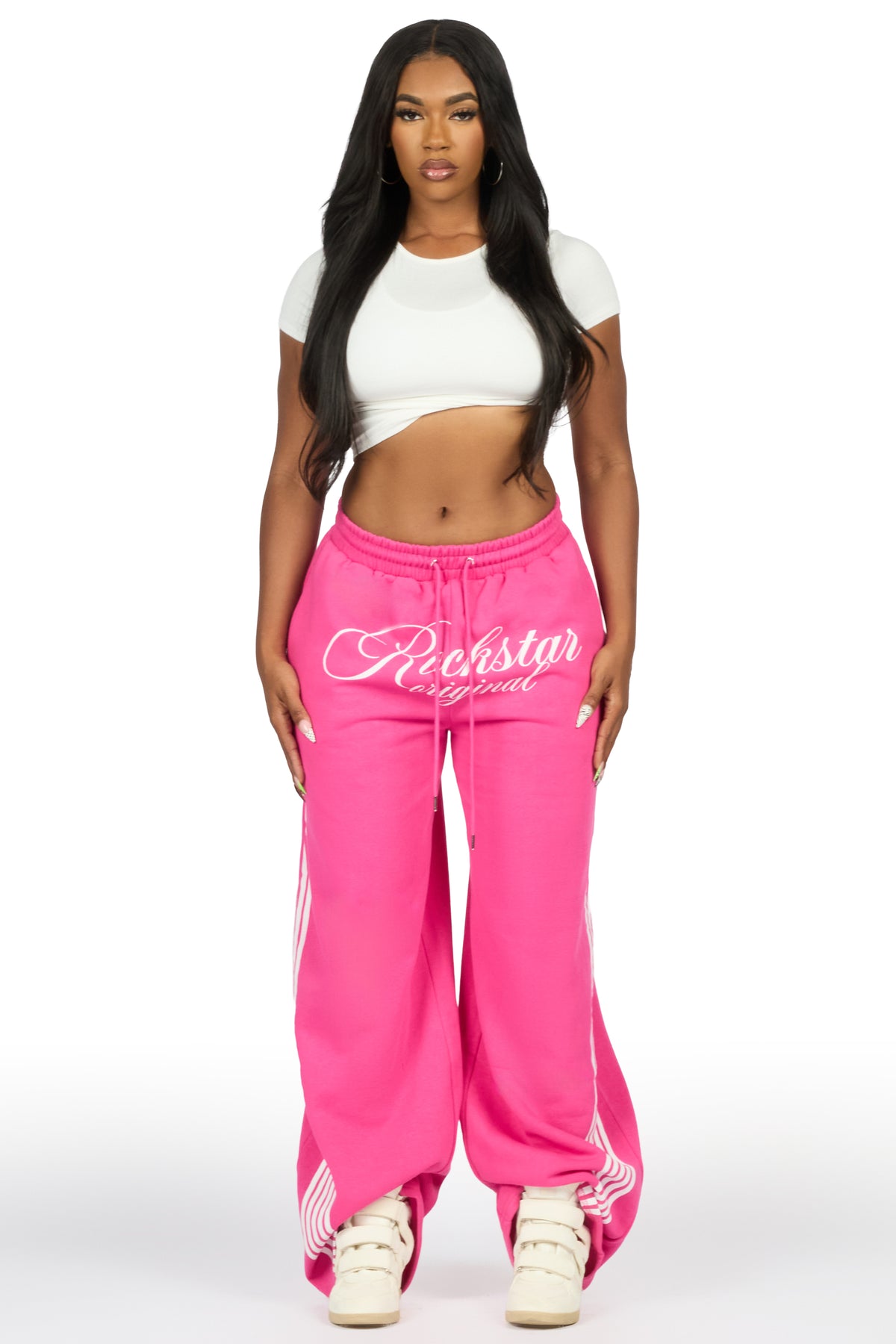 Aerialla Pink Baggy Fit Track Pant
