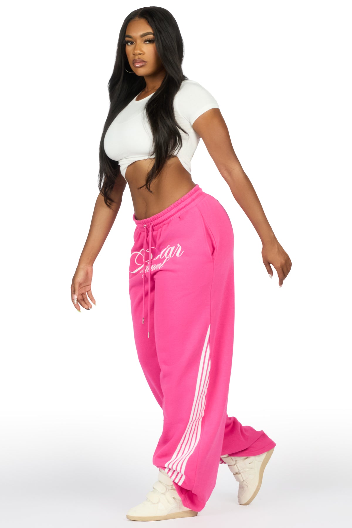 Aerialla Pink Baggy Fit Track Pant