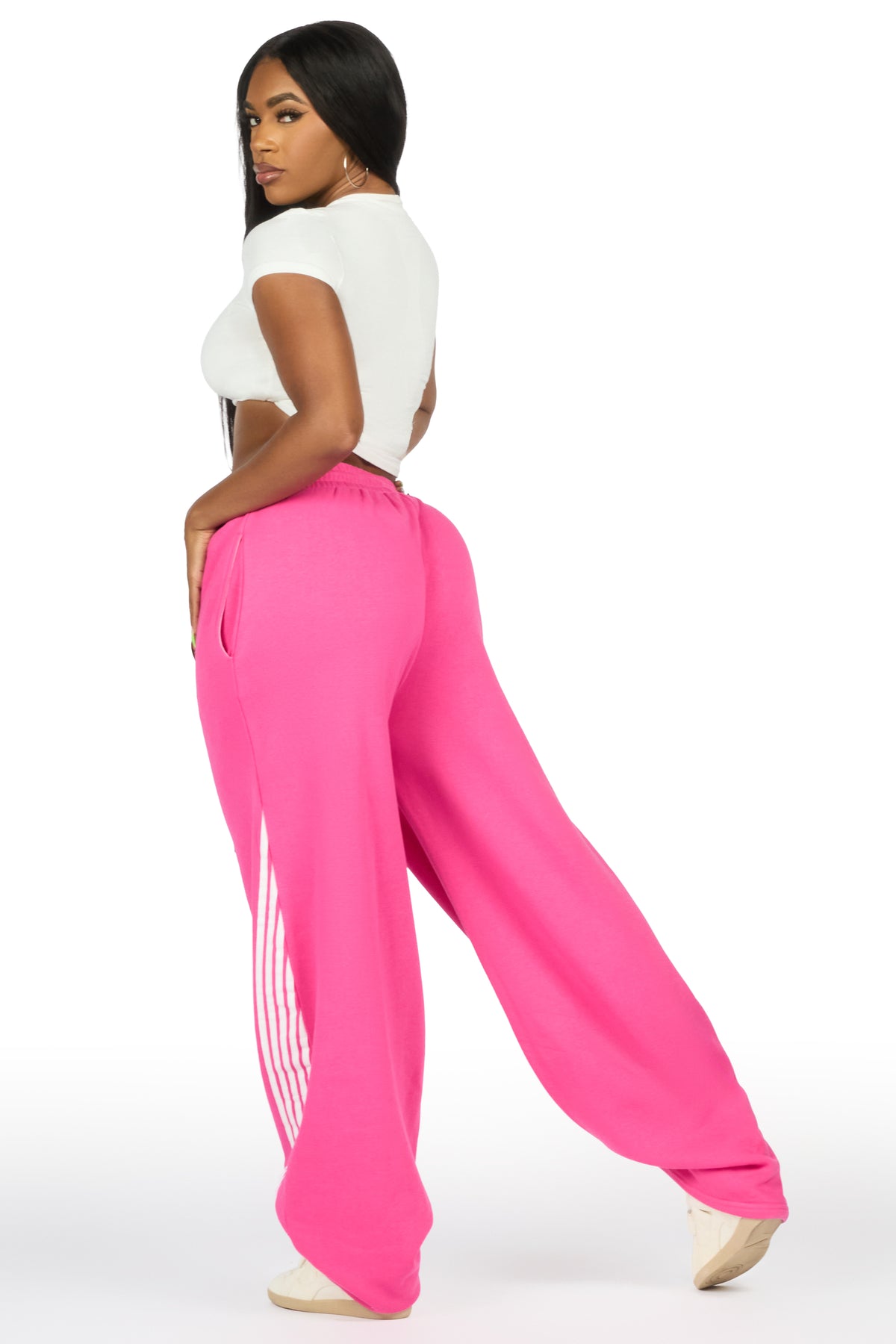 Aerialla Pink Baggy Fit Track Pant