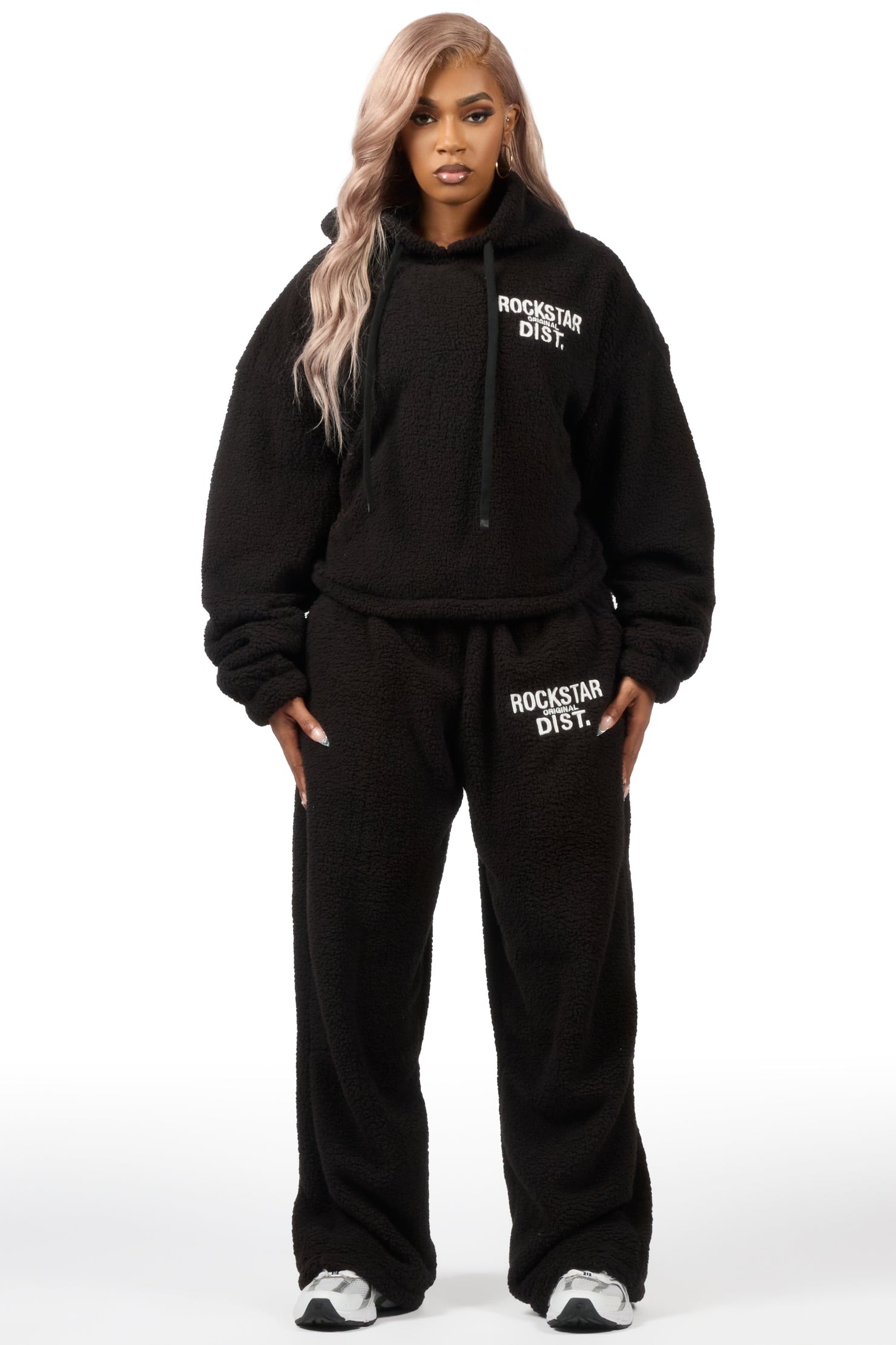 Nykeema Black Sherpa Baggy Fit Track Set