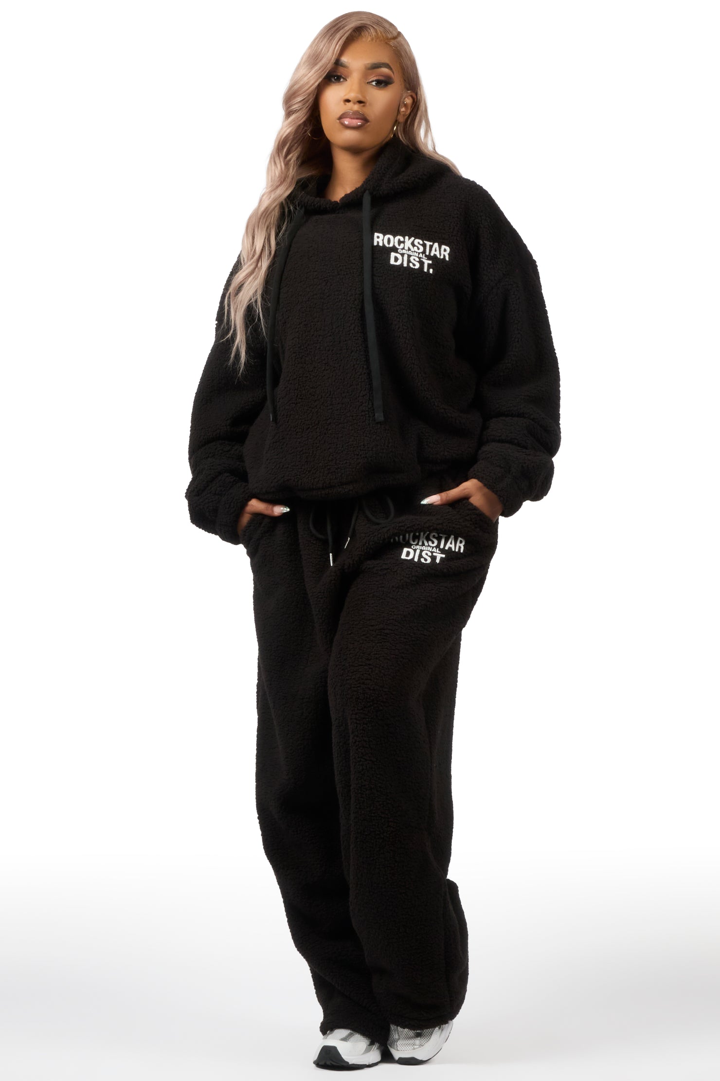 Nykeema Black Sherpa Baggy Fit Track Set