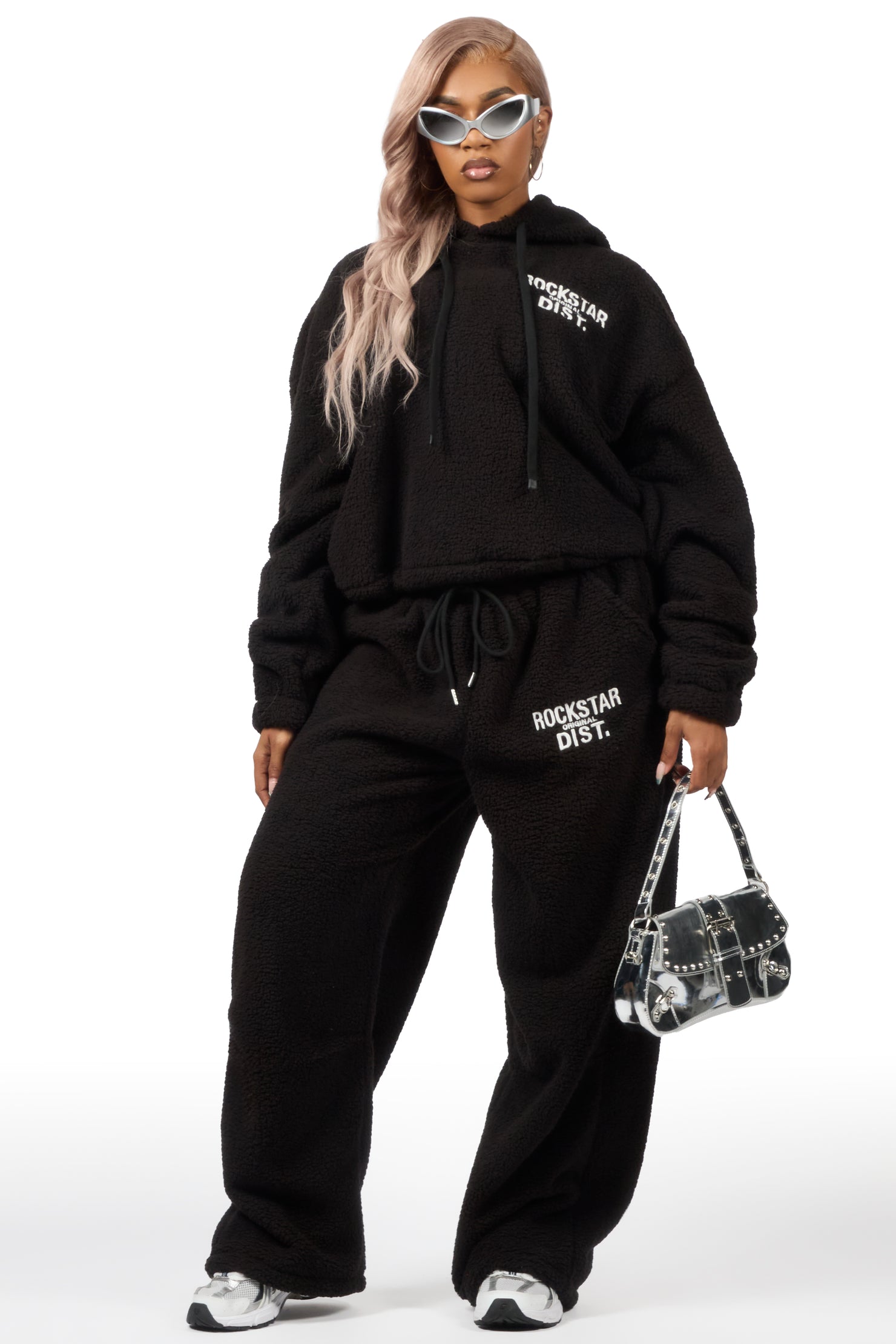 Nykeema Black Sherpa Baggy Fit Track Set