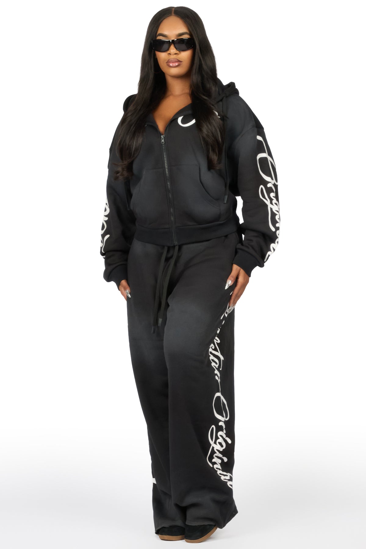 Nakesha 3.0 Black Zip Up Baggy Track Set