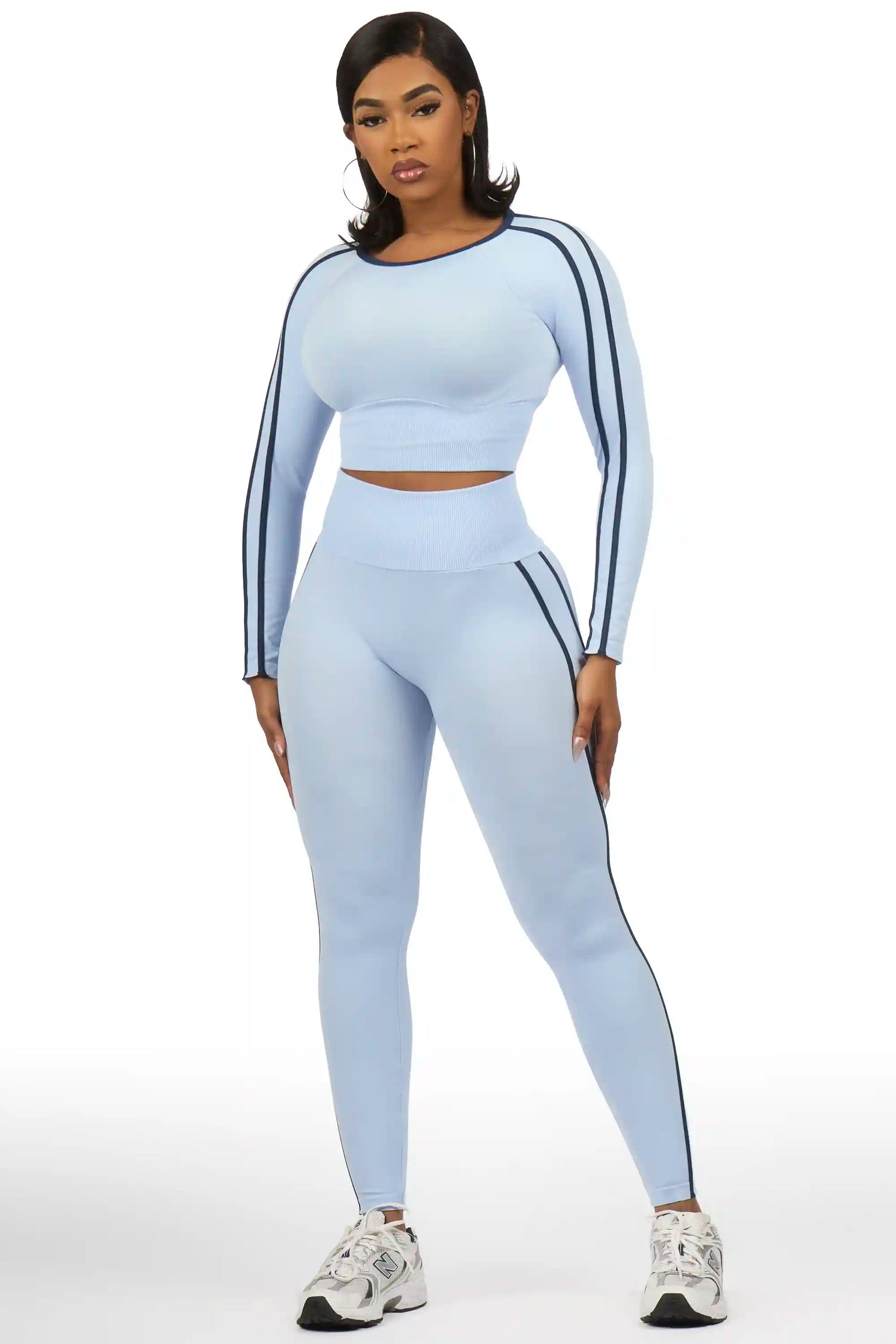 Zakkeyiah Blue Long Sleeve Active Legging Set