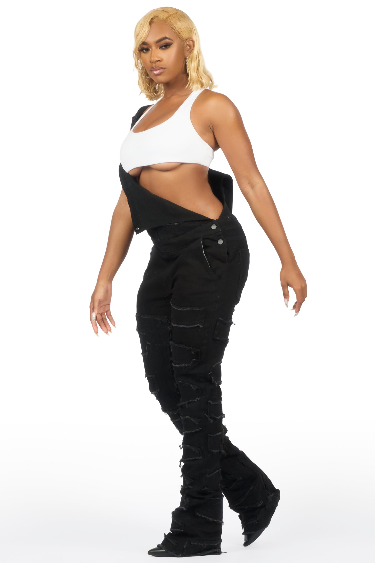Daysha Black Denim Overall