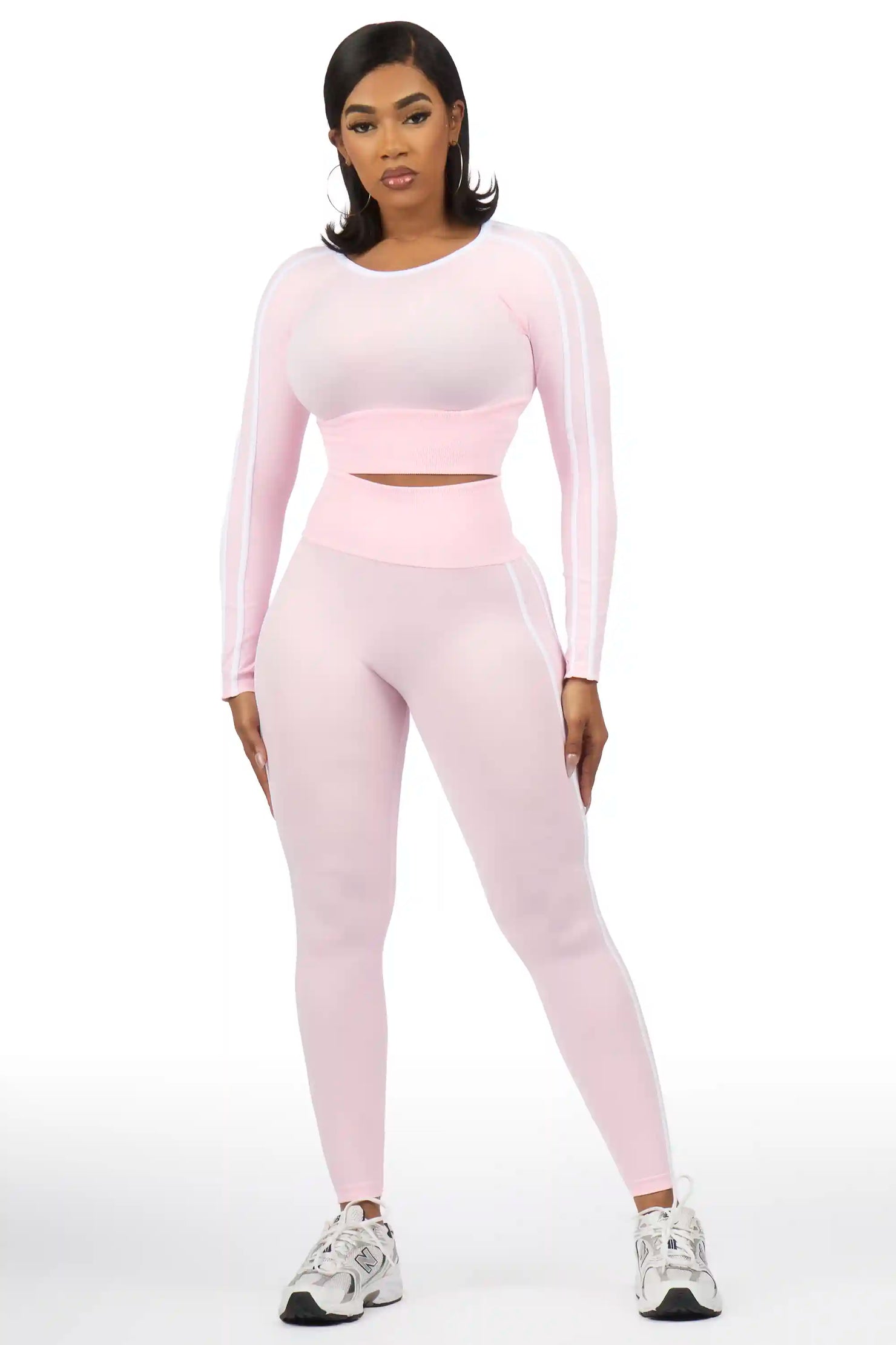 Zakkeyiah Pink Long Sleeve Active Legging Set