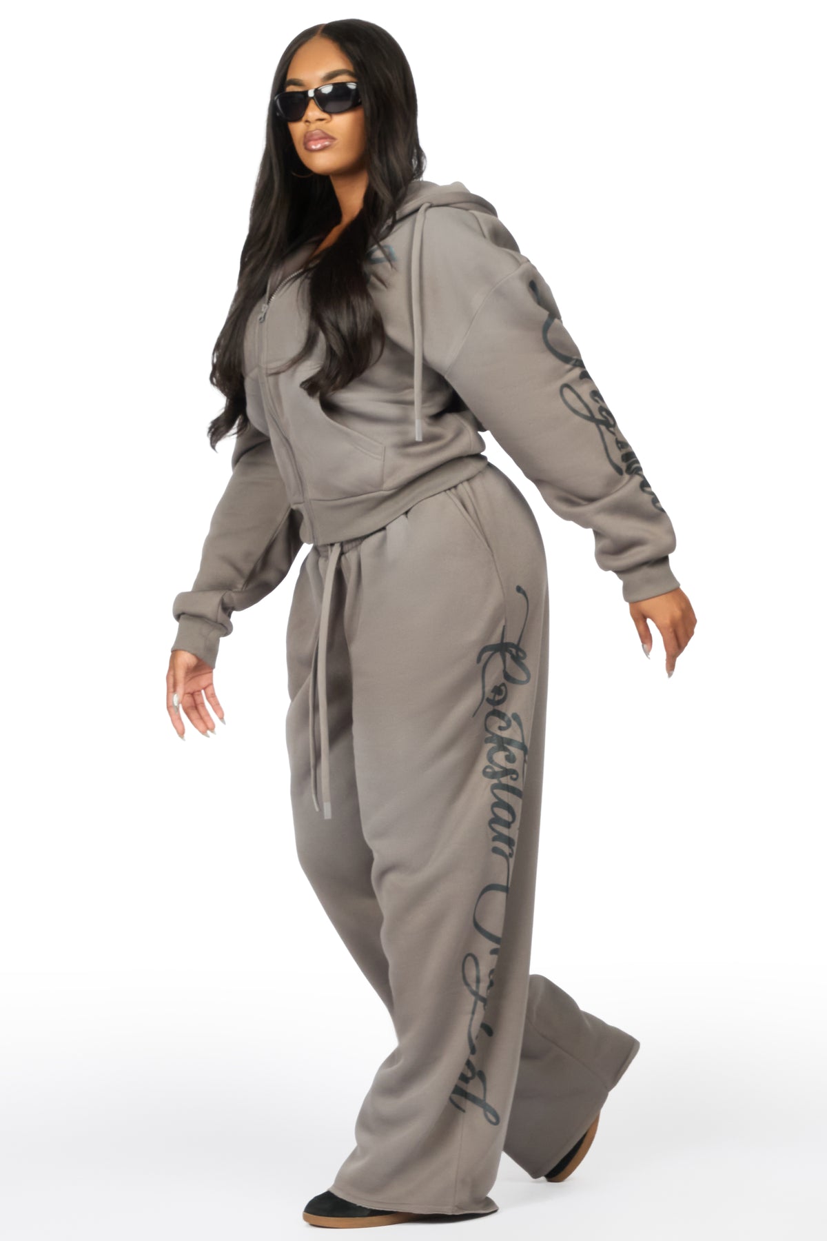 Nakesha 3.0 Grey Zip Up Baggy Track Set