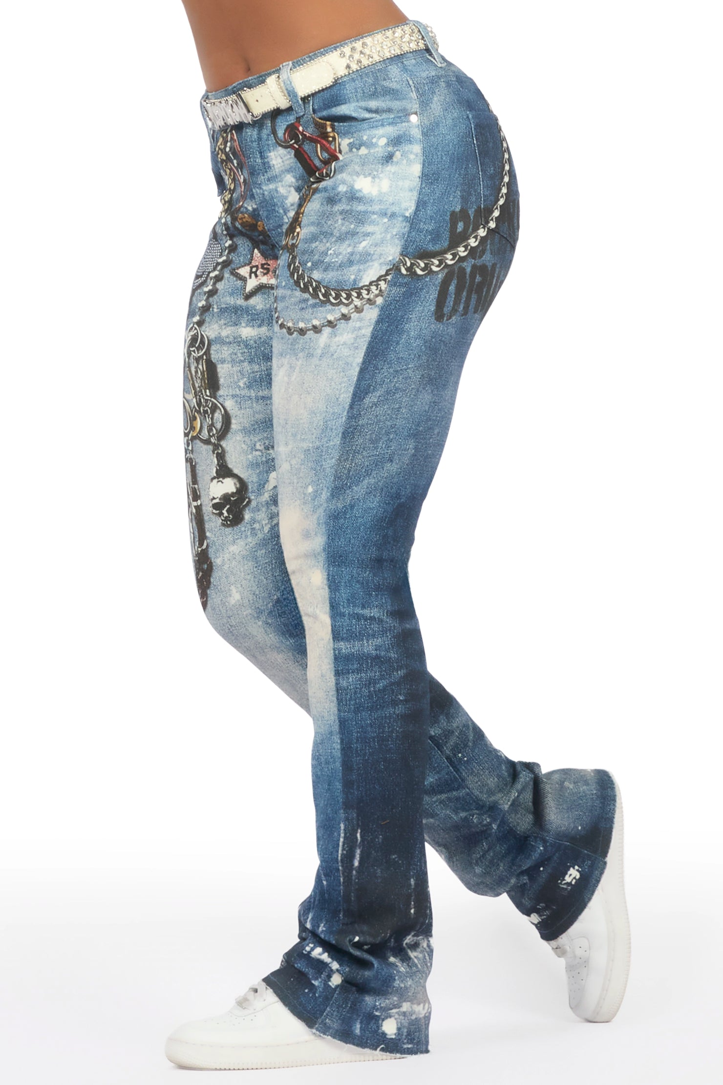 Shanna Med. Wash Stacked Flare Jean