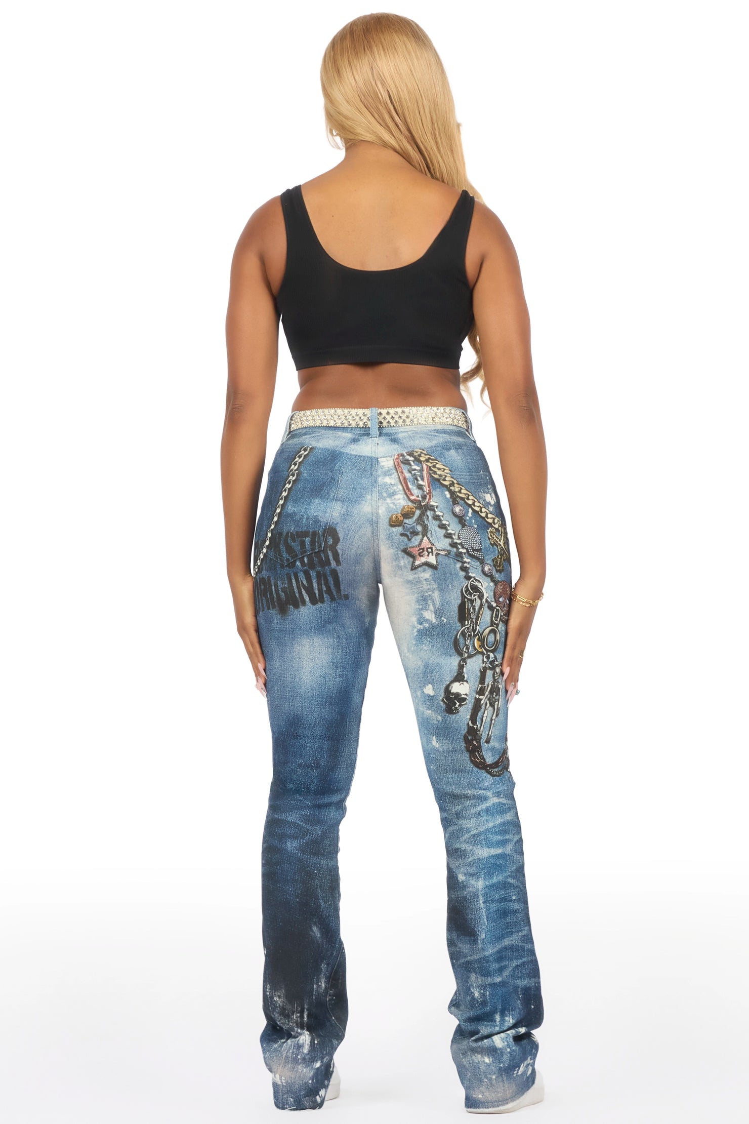Shanna Med. Wash Stacked Flare Jean