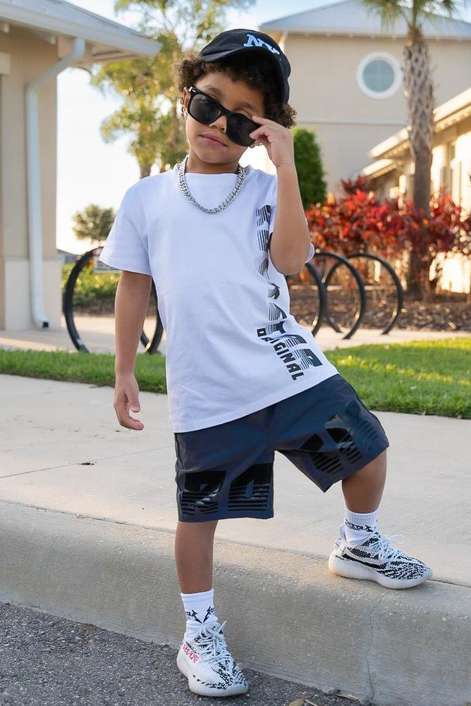 Boys Xadrian White T Shirt Short Set