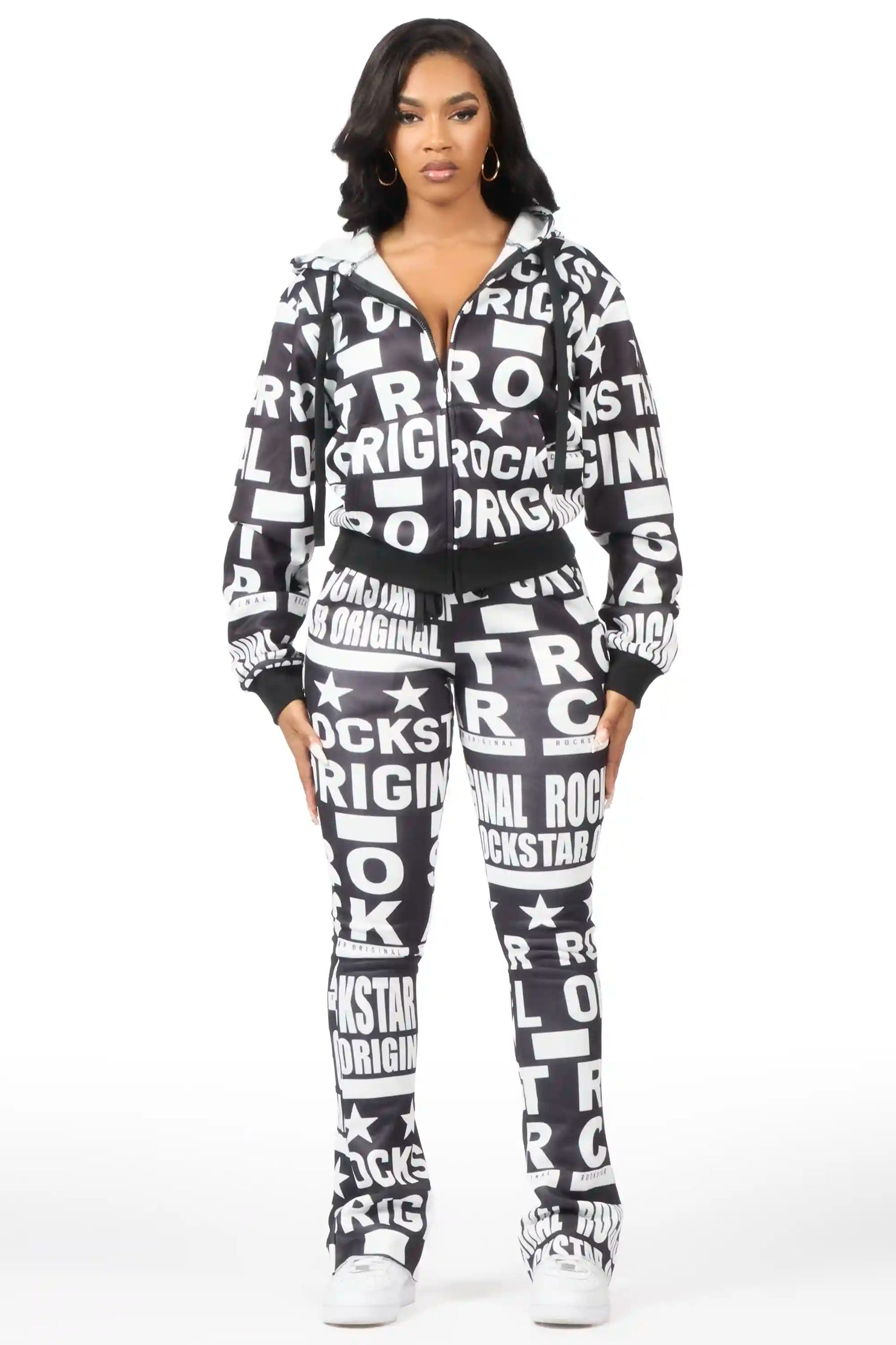 Rikelle Black Printed Track Set