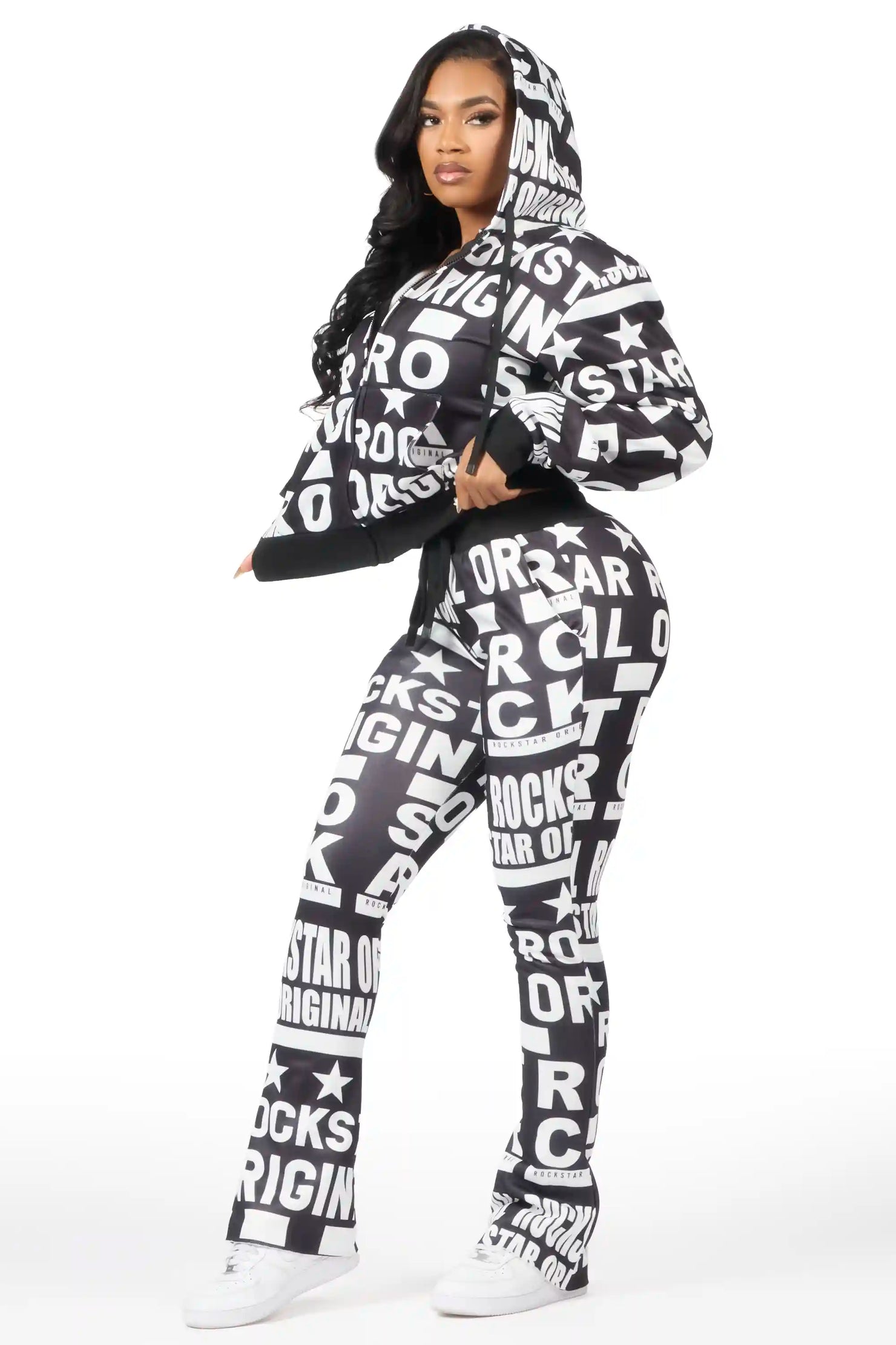 Rikelle Black Printed Track Set