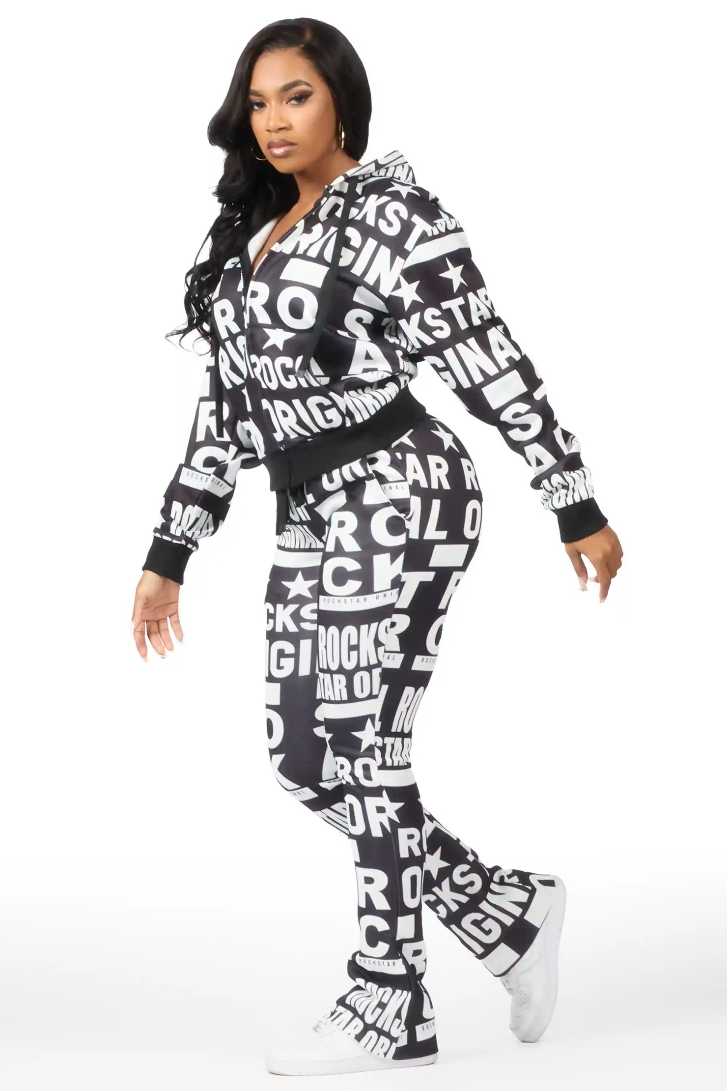 Rikelle Black Printed Track Set