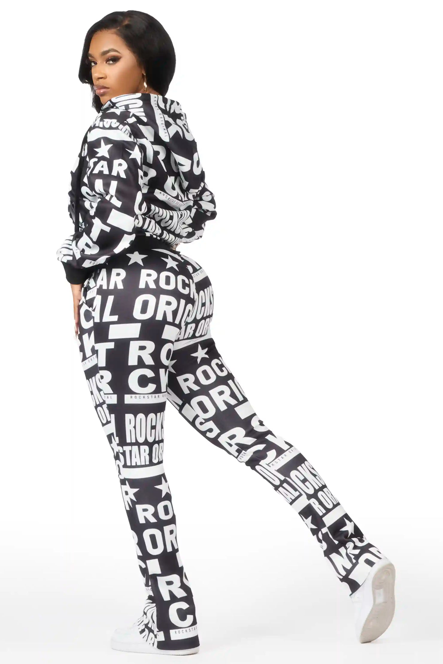Rikelle Black Printed Track Set