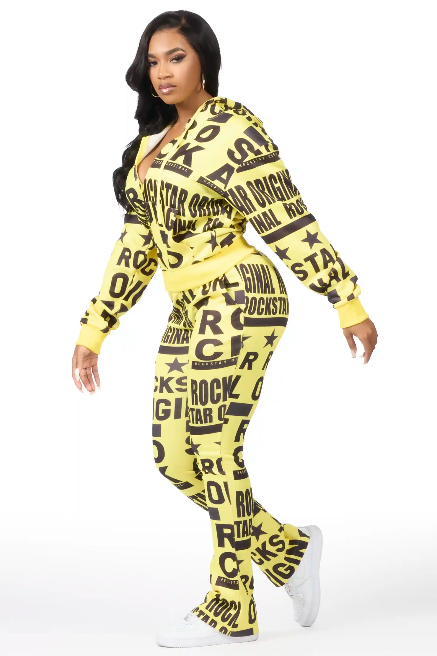 Rikelle Yellow Printed Track Set